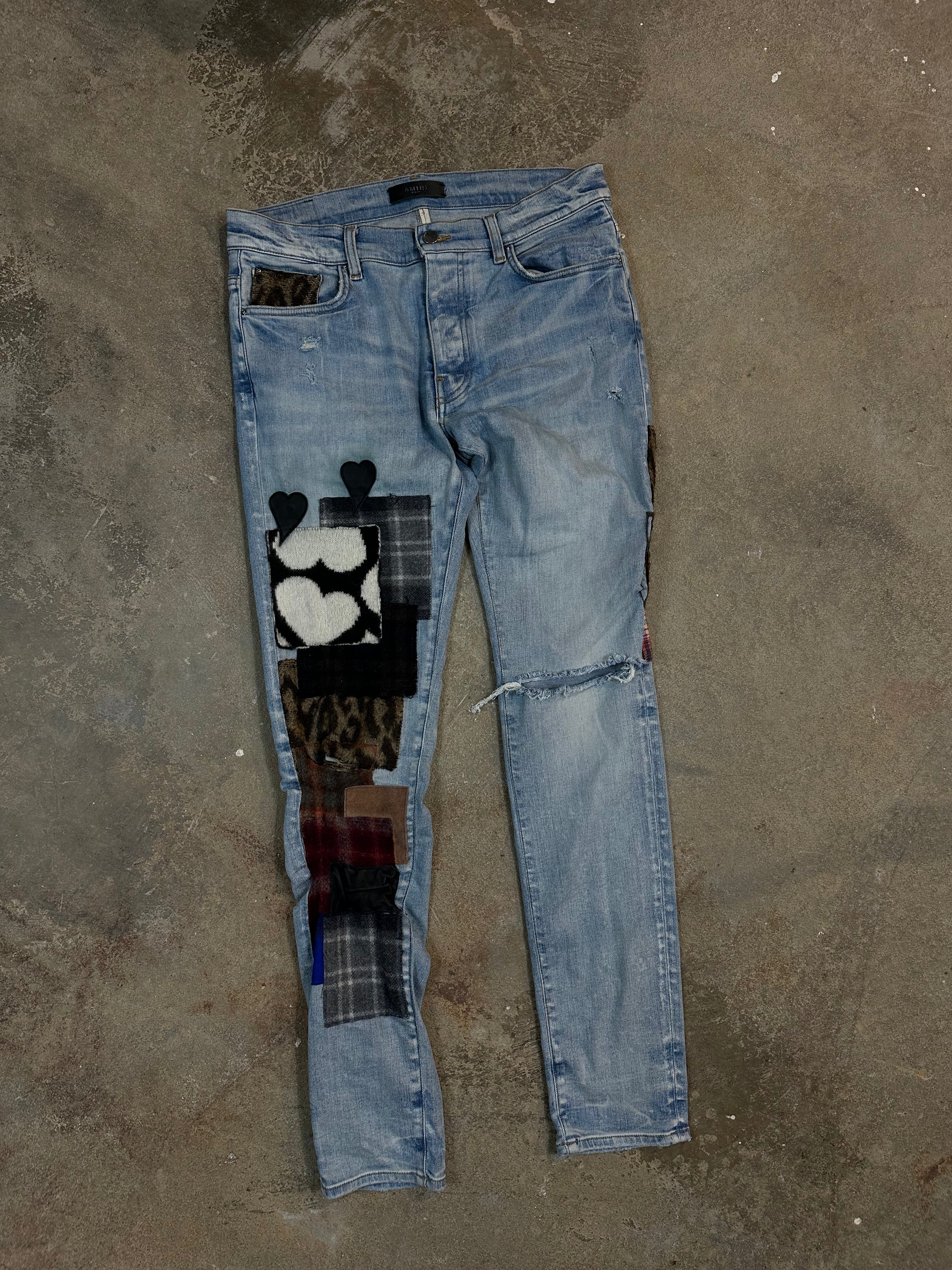 Amiri Jeans Light Wash Lumber Patchwork Used 32
