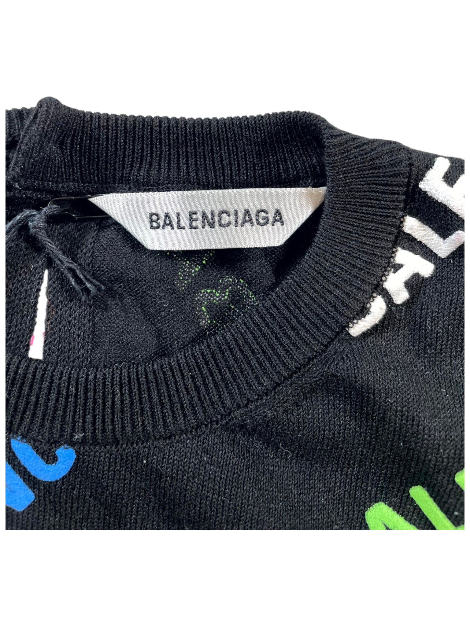 Balenciaga Womens LS Black & Multicolor T Shirt