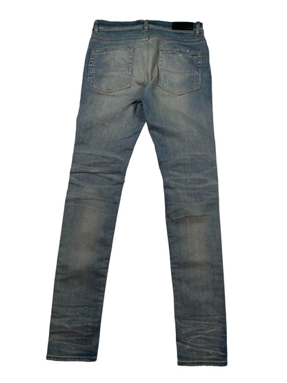 Amiri MX1 Light Wash Orange Crackle Jeans