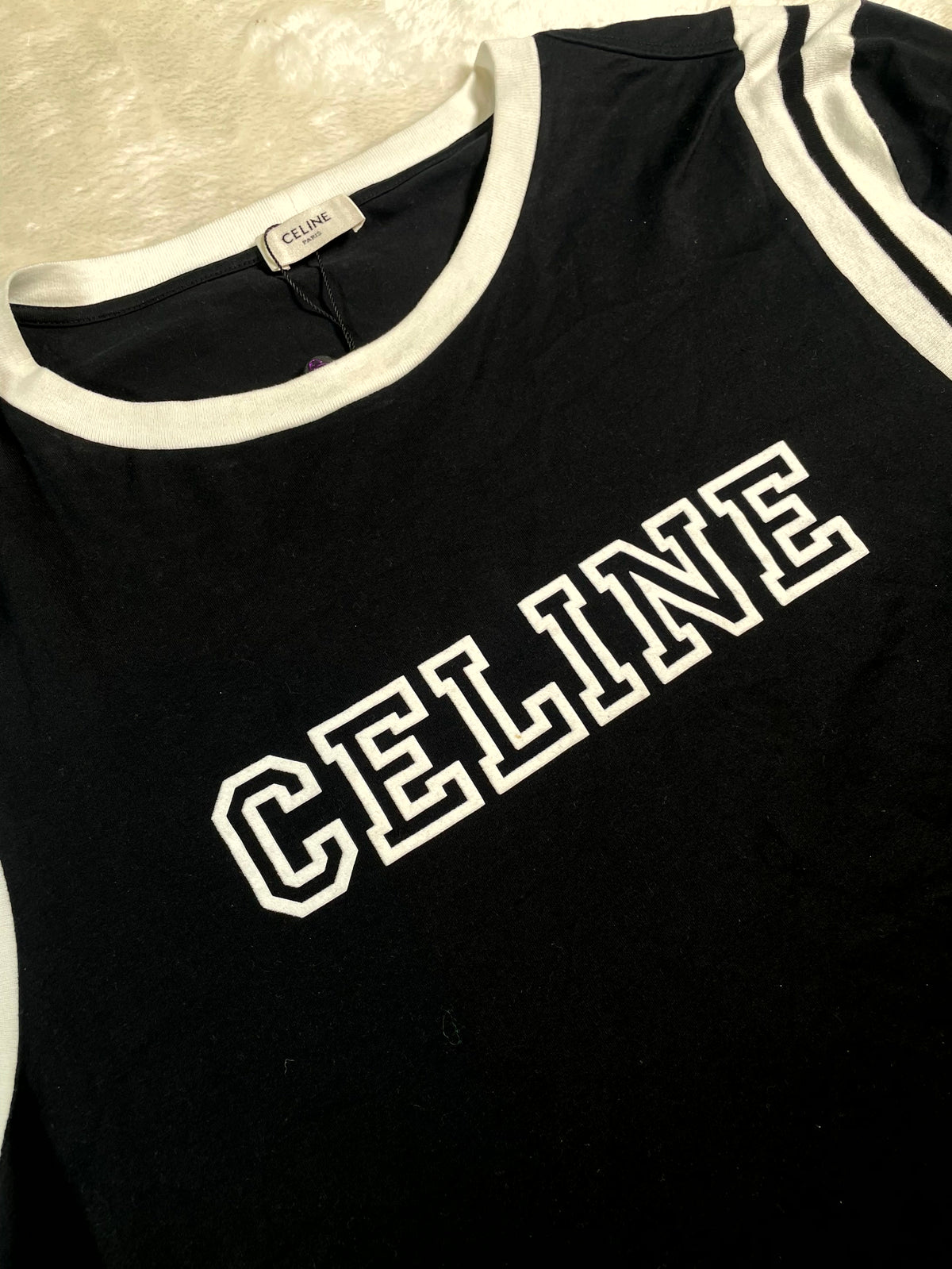 Celine Women's Baseball Black & White Tee