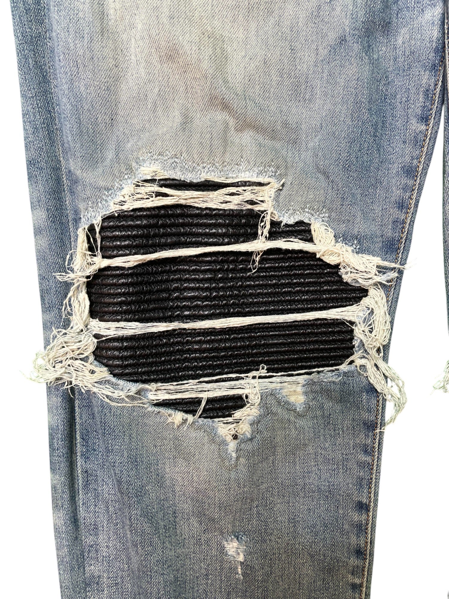 Amiri MX1 Black Patch Dark Wash Blue Jeans