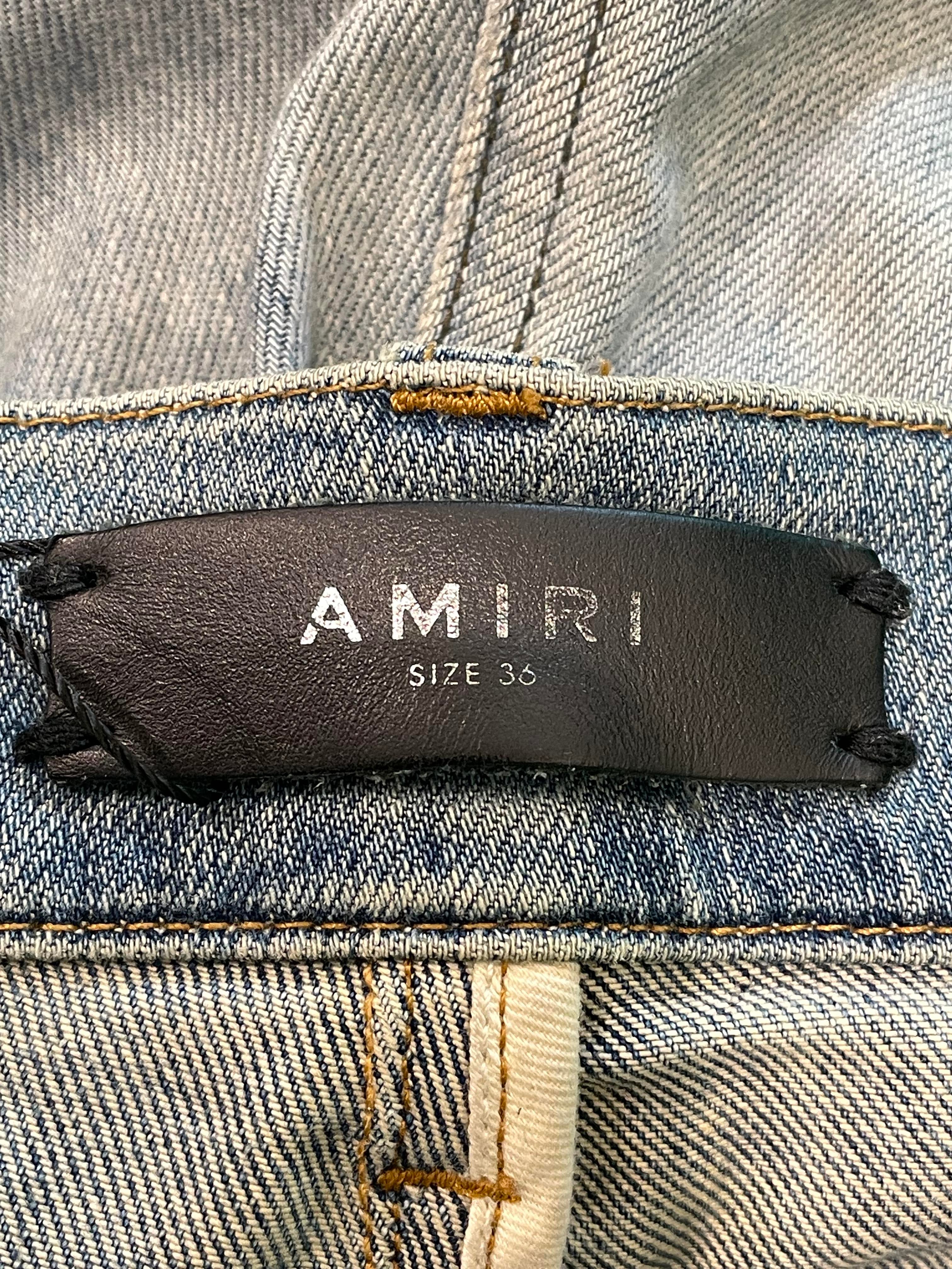 Amiri MX1 Black Patch Dark Wash Blue Jeans