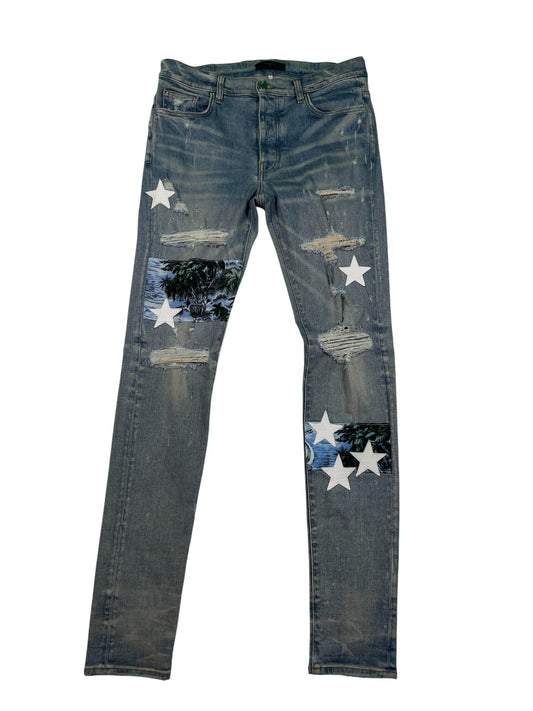 Amiri Hawaiian Star Light Wash Jeans