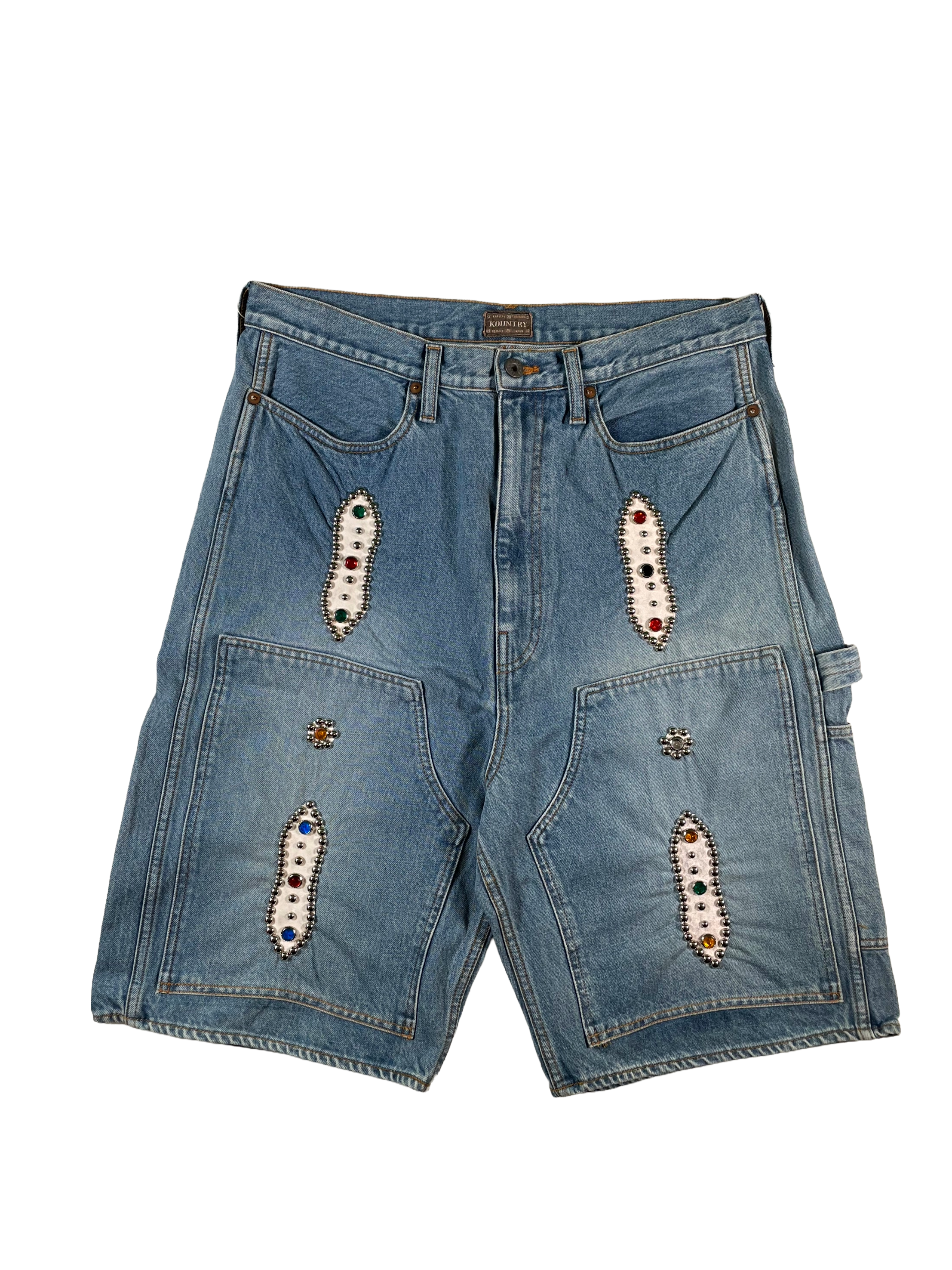 Kapital Gem Studded Light Wash Shorts