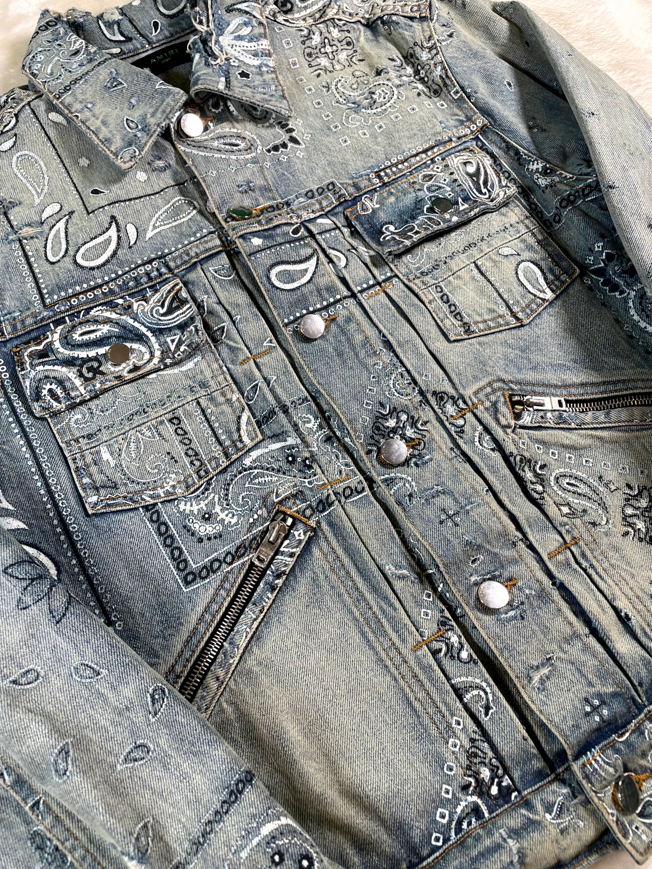 Amiri Denim Paisley Light Wash Jacket
