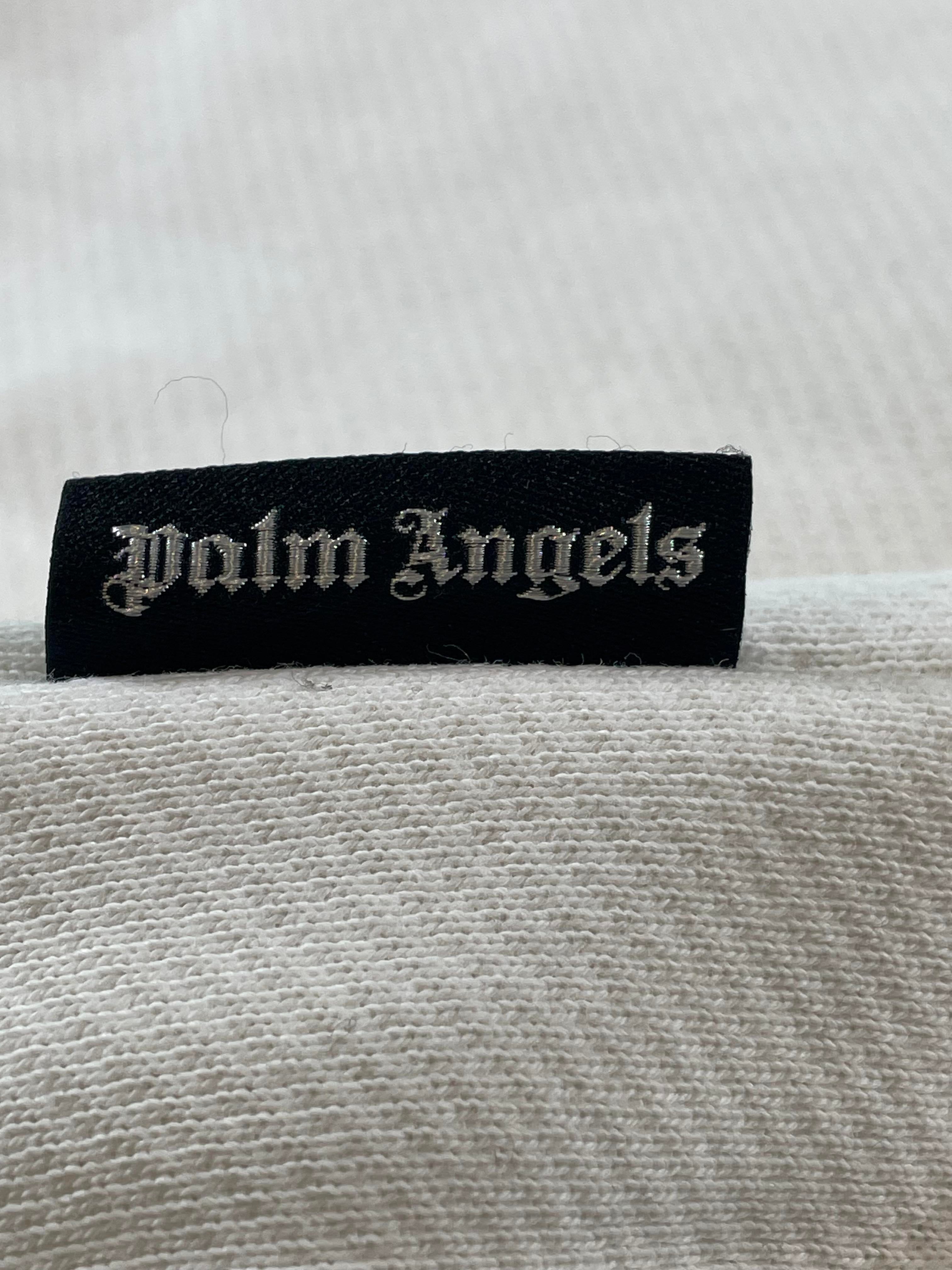 Palm Angels Distress Miami Logo White Crewneck