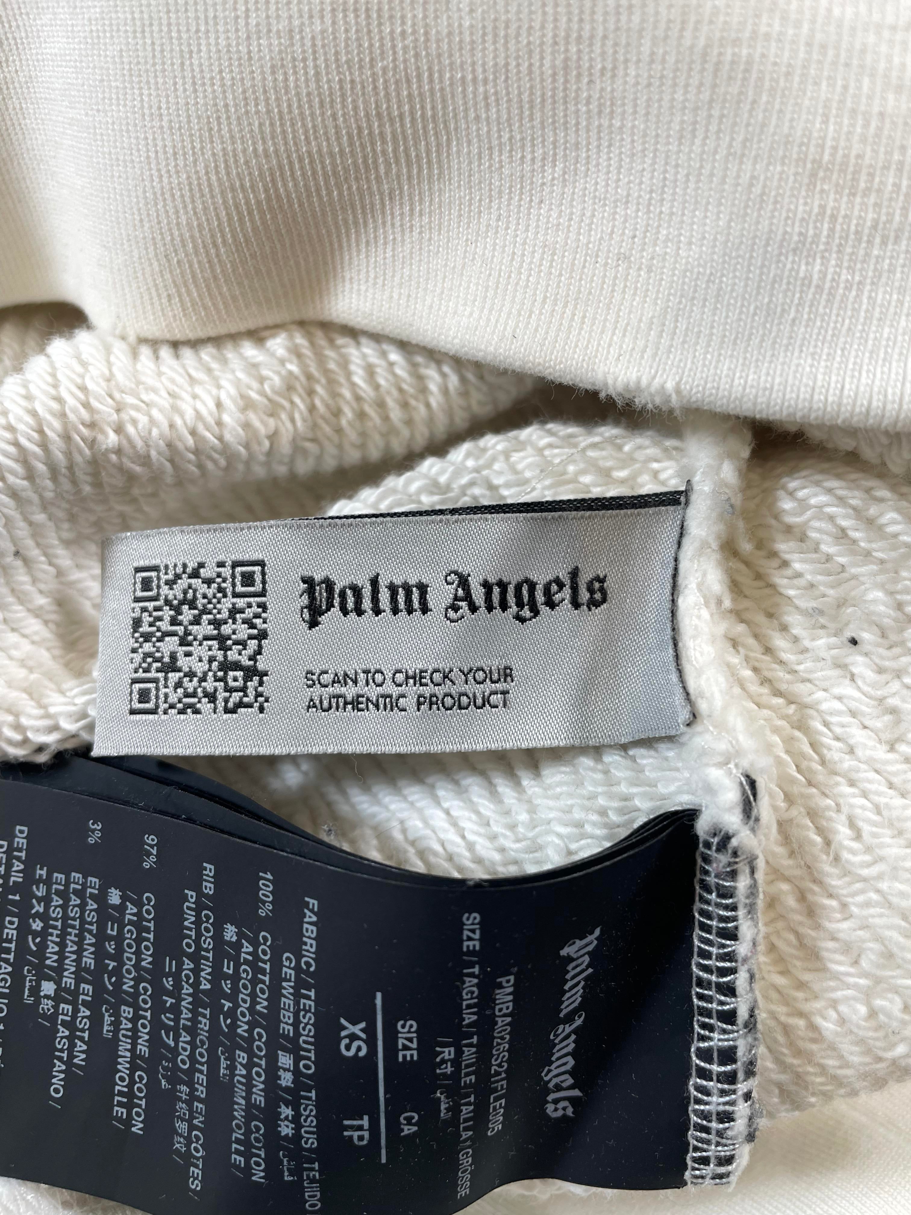 Palm Angels Distress Miami Logo White Crewneck