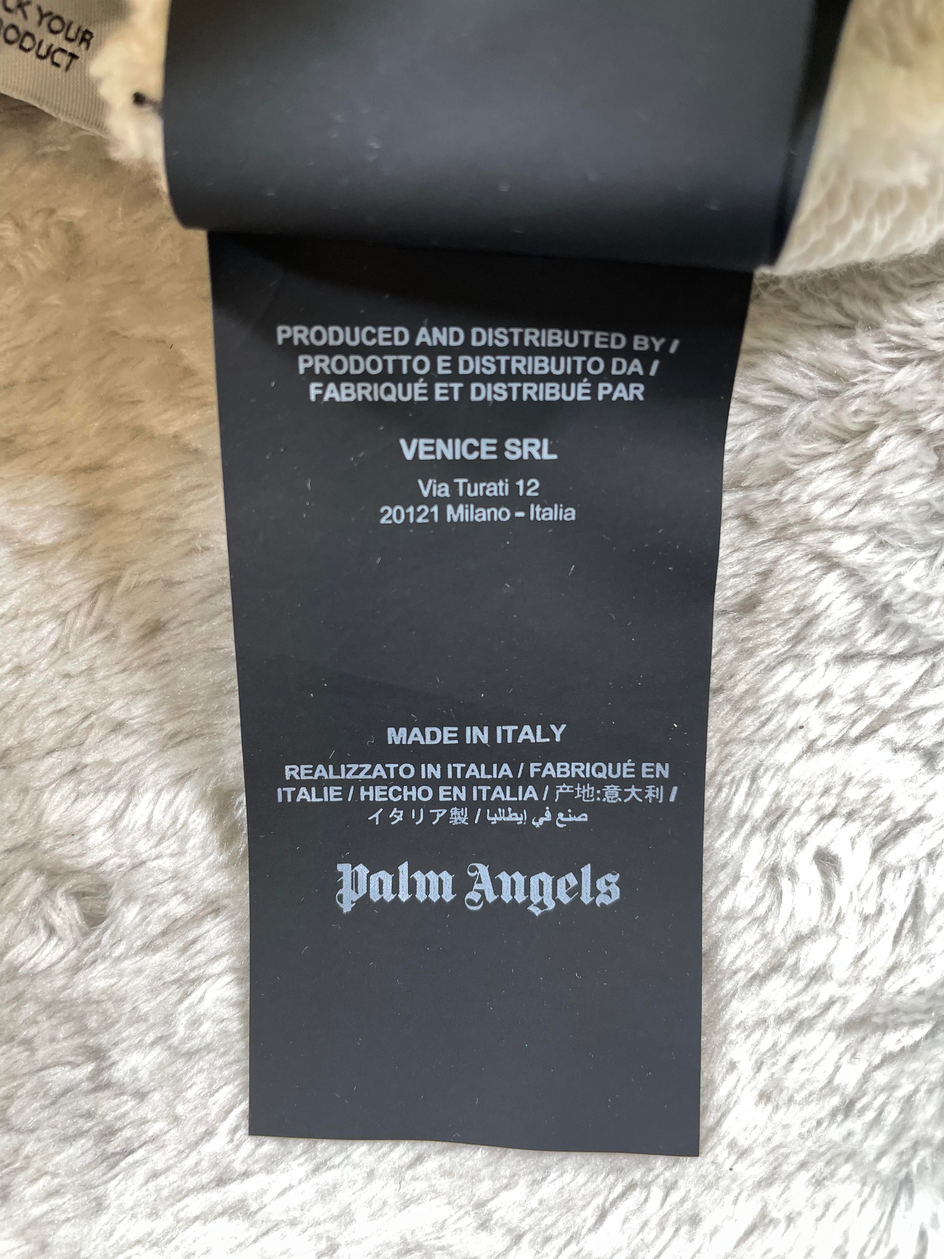 Palm Angels Distress Miami Logo White Crewneck