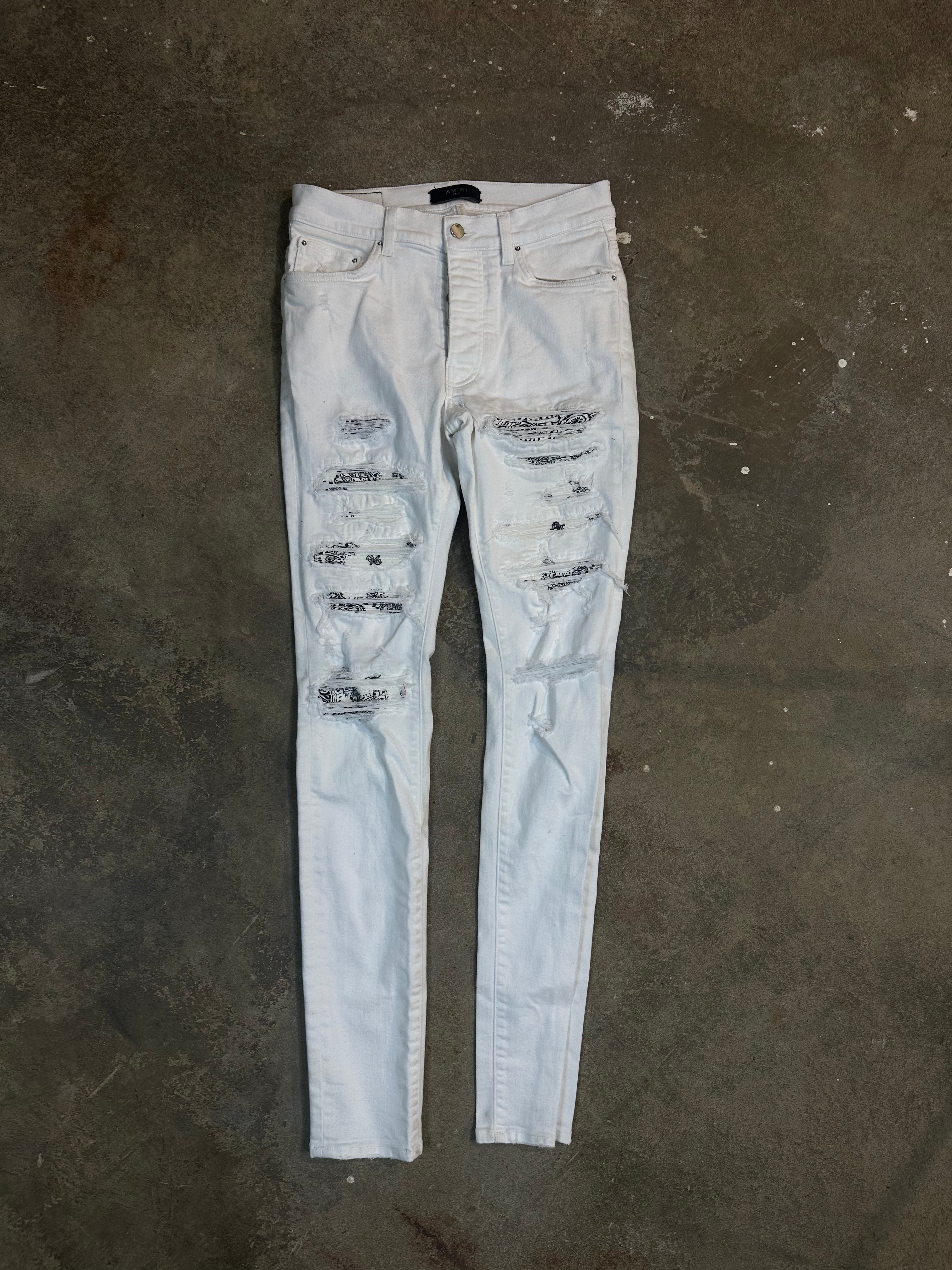 Amiri White Paisley Thrasher Patch Used 31