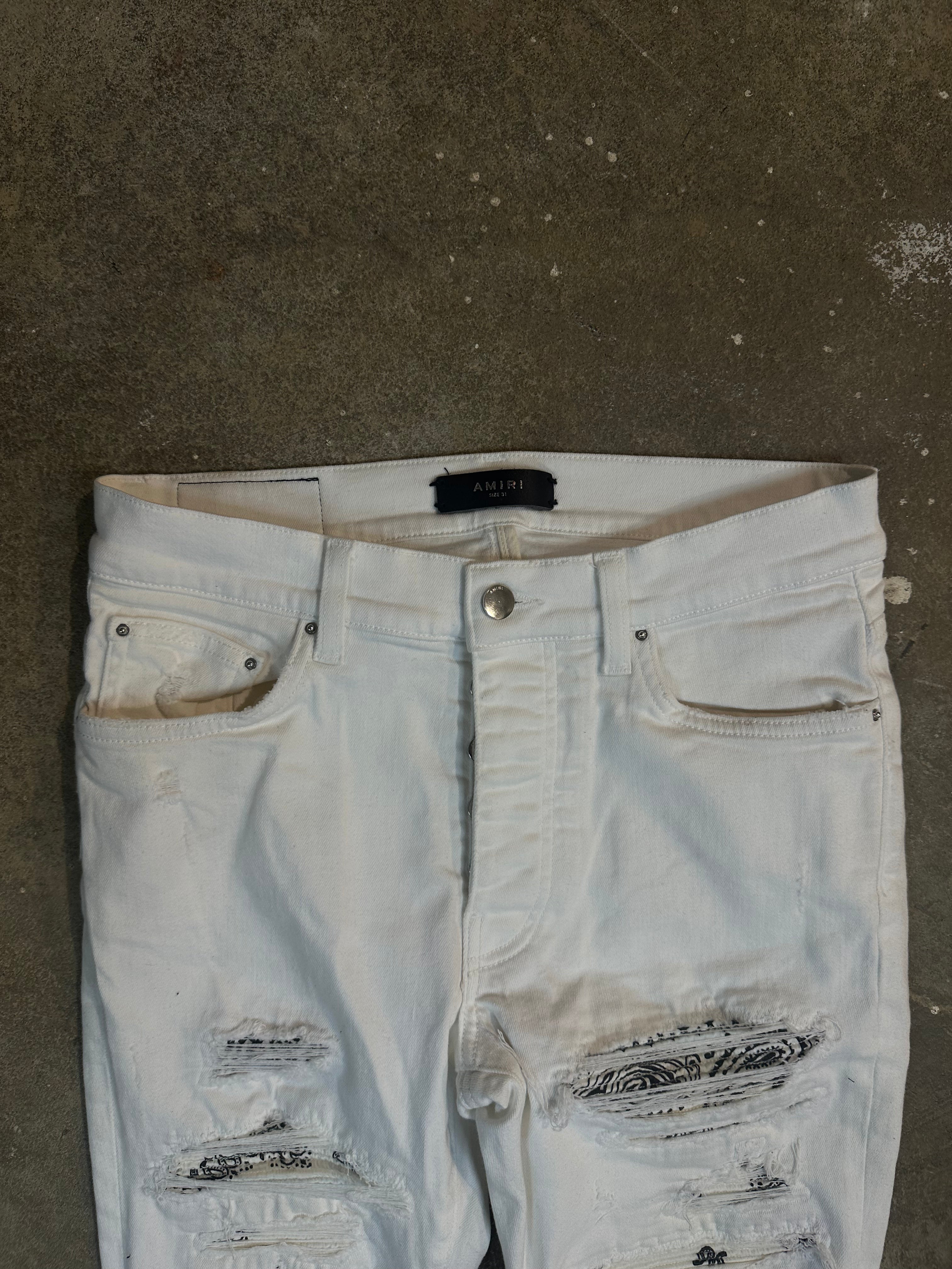 Amiri White Paisley Thrasher Patch Used 31