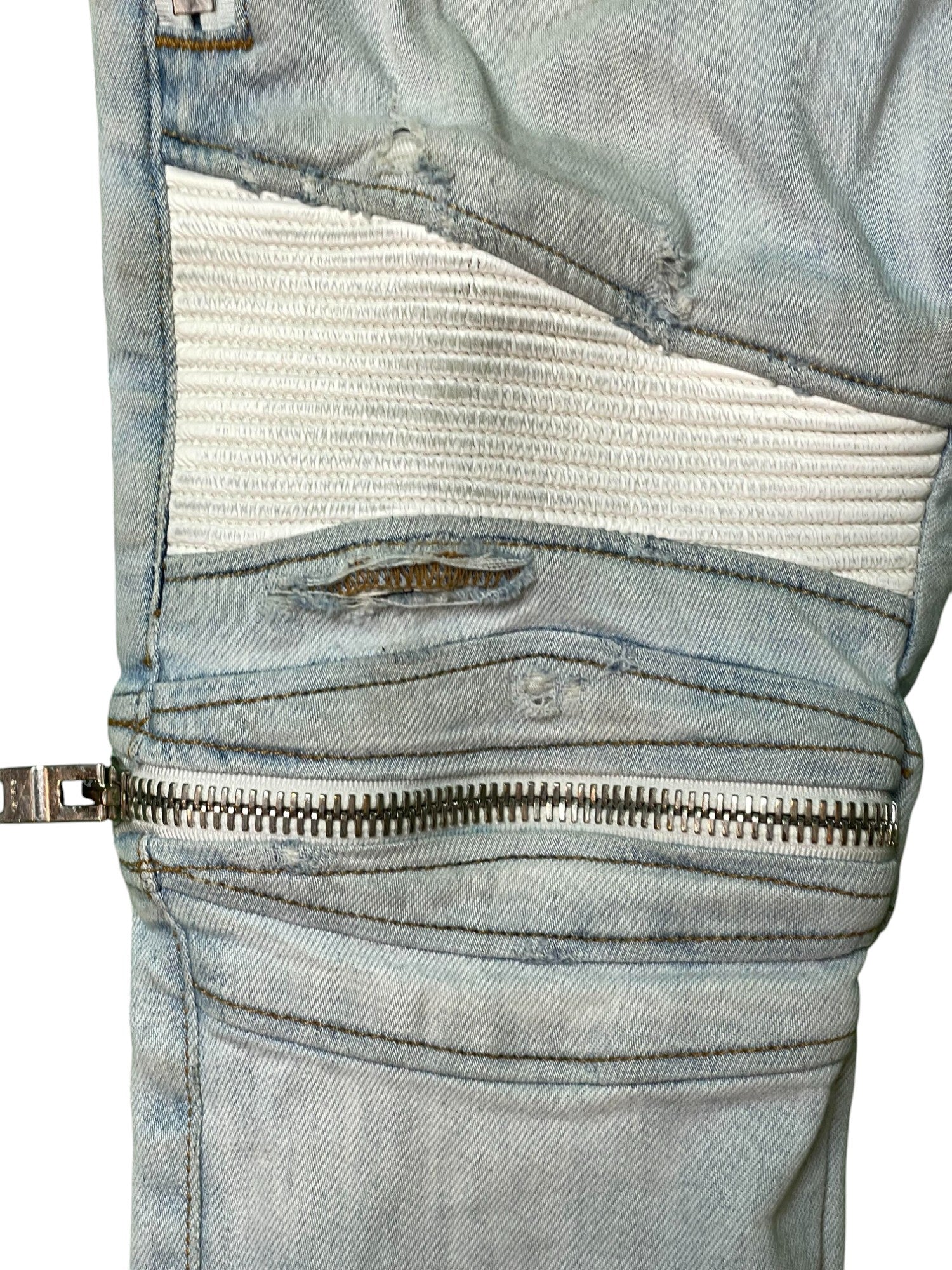 Amiri MX2 White Patch Light Wash Light Blue Jeans