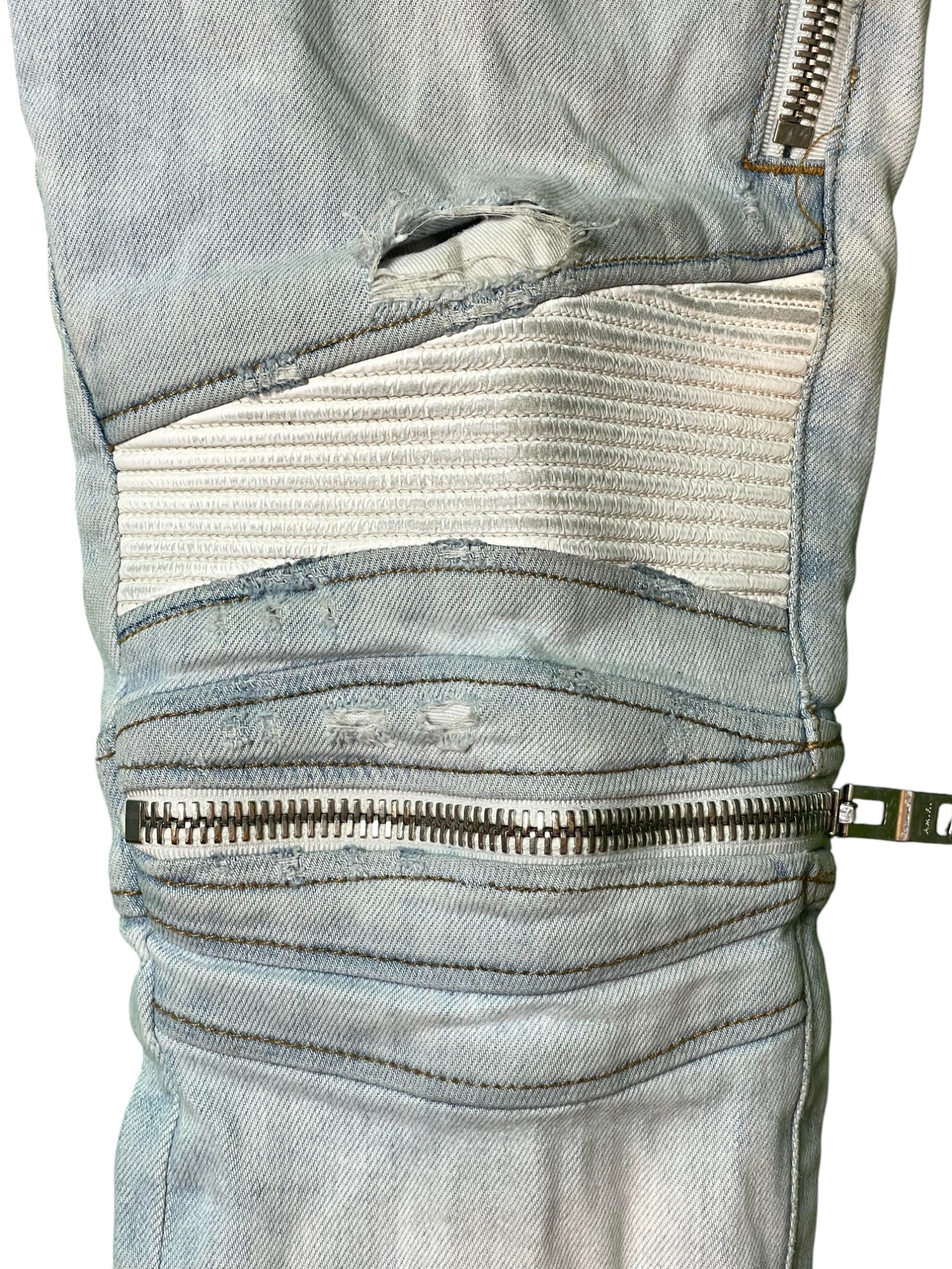 Amiri MX2 White Patch Light Wash Light Blue Jeans