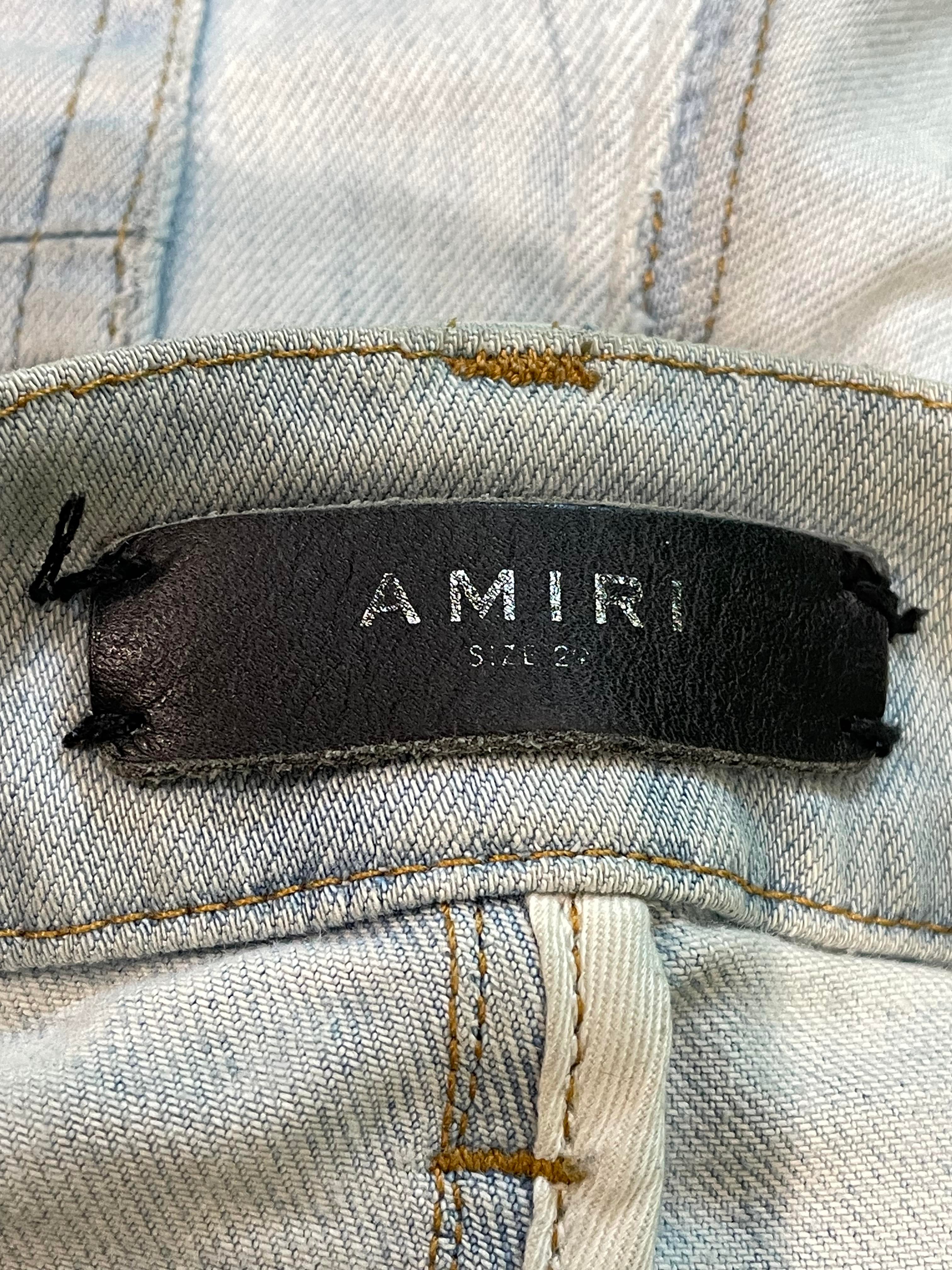 Amiri MX2 White Patch Light Wash Light Blue Jeans