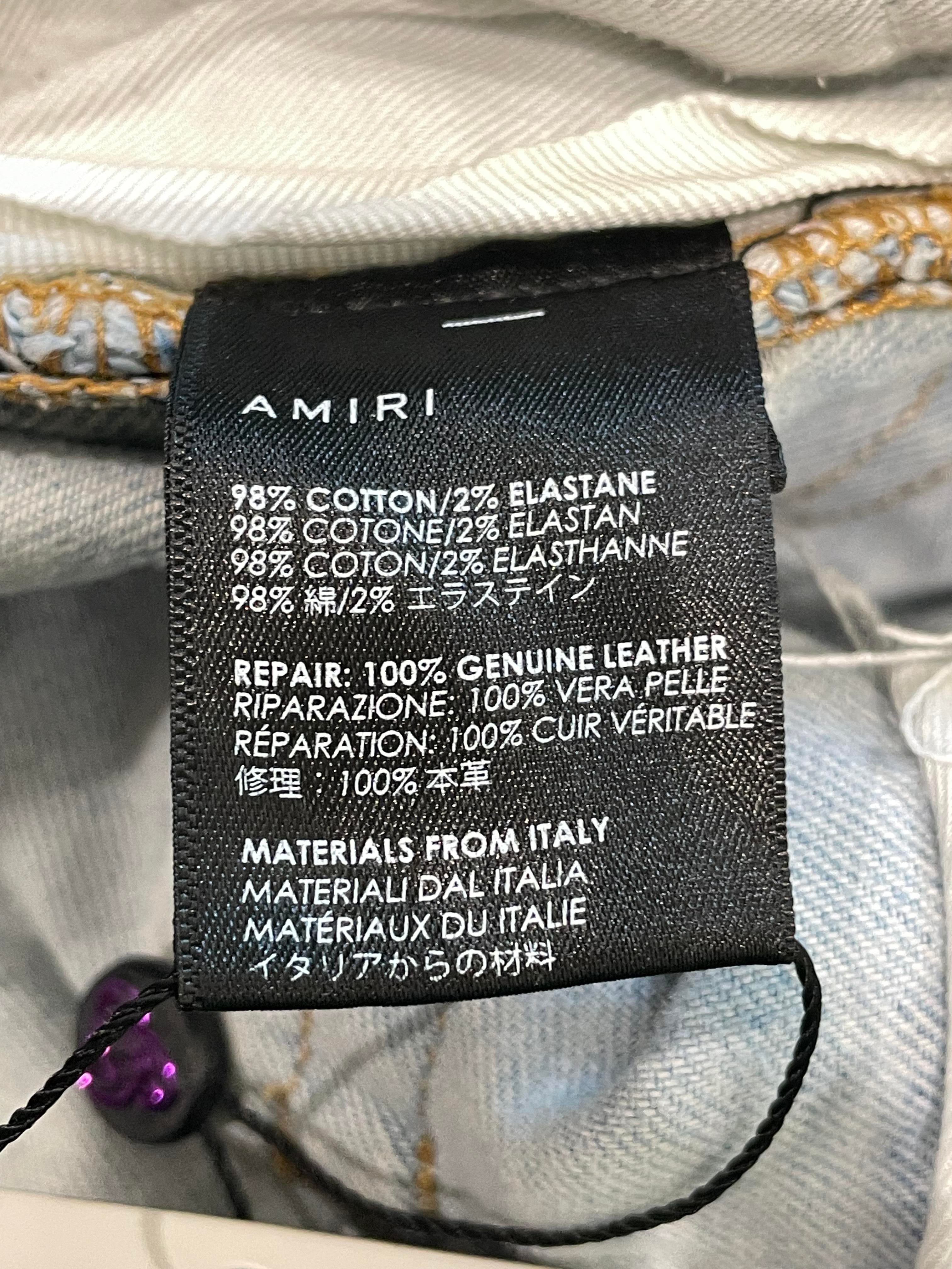 Amiri MX2 White Patch Light Wash Light Blue Jeans