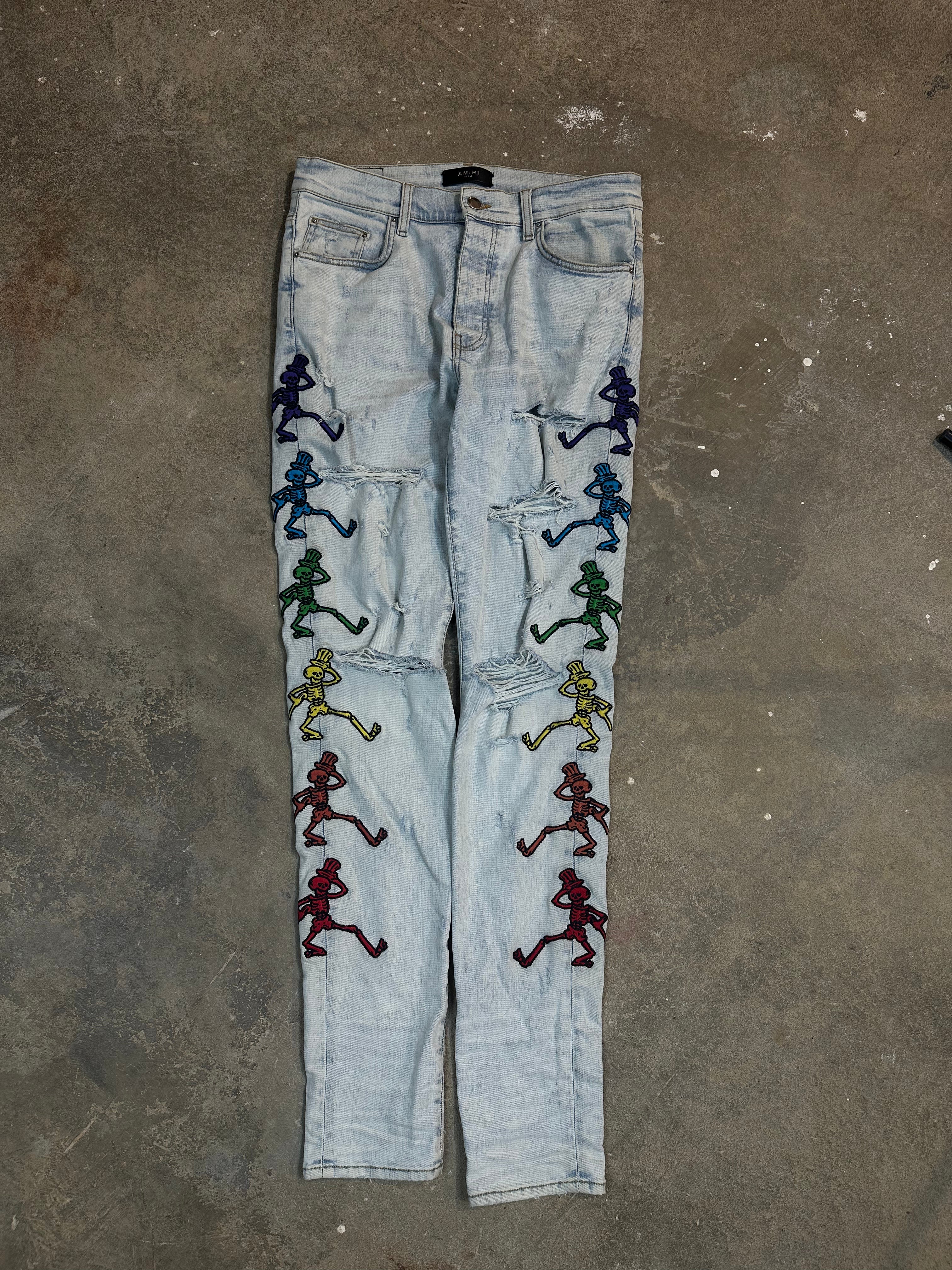 Amiri Jeans Light Wash Grateful Dead Used 33