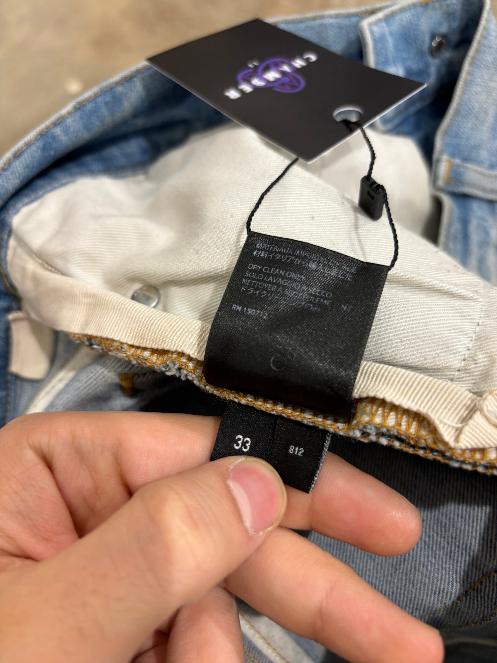 Amiri Jeans Light Wash Biker Patch Used 33