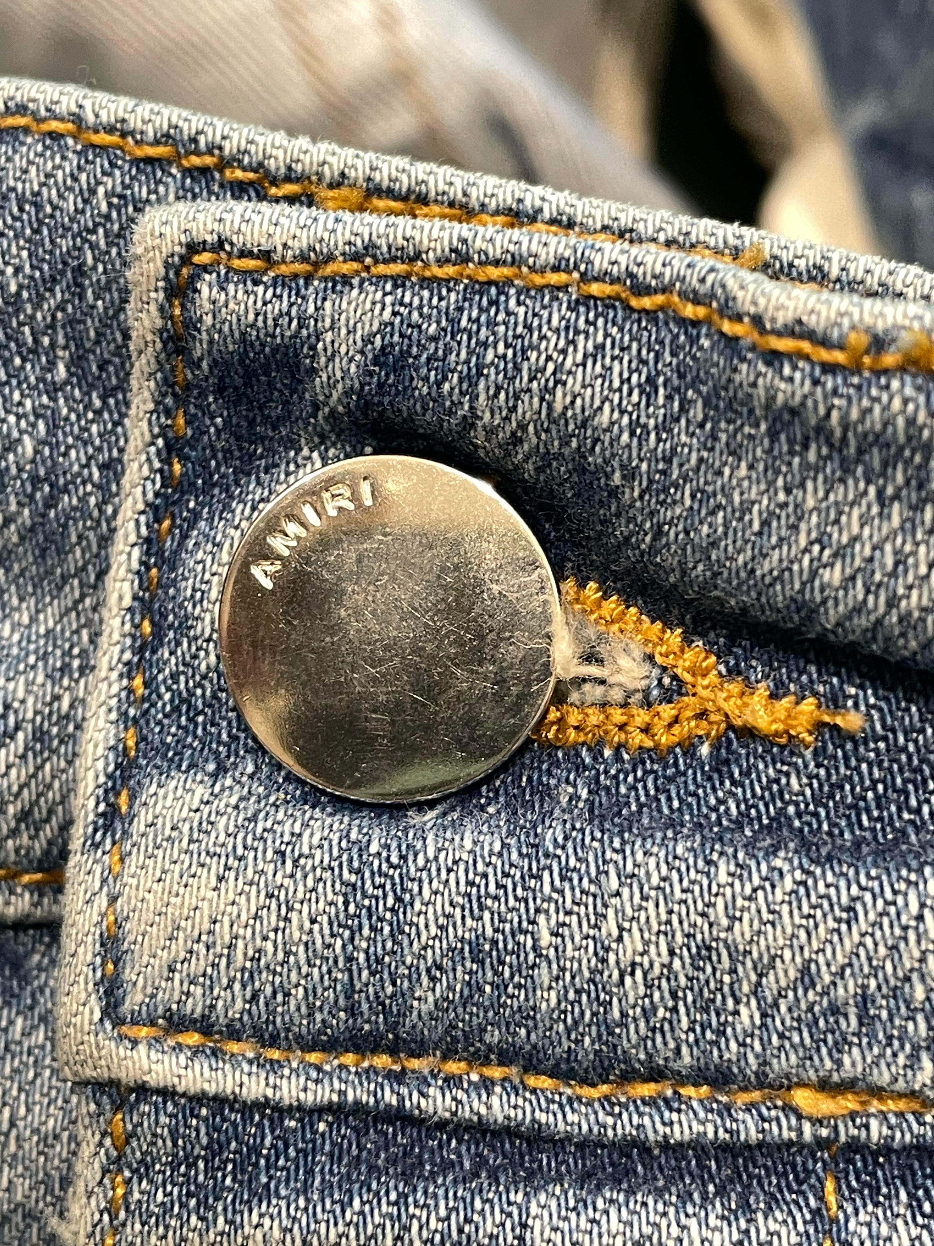 Amiri Applique Side Logo Light Wash Blue Jeans