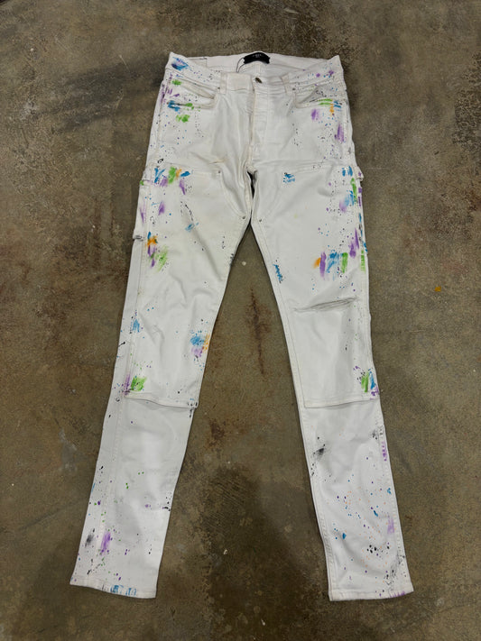 Amiri Jeans White Paint Splatter Carpenter Used 34