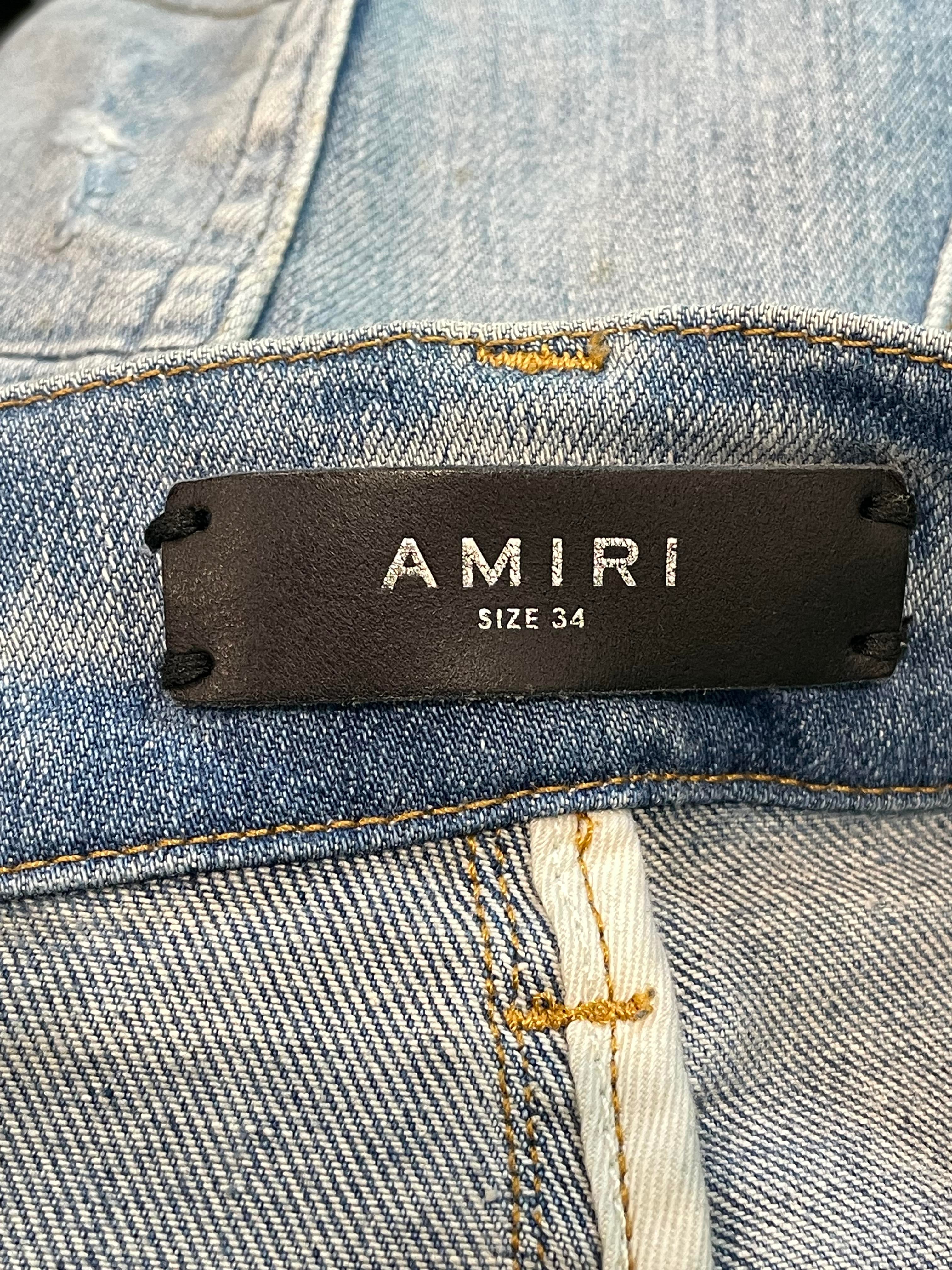 Amiri Applique Side Logo Light Wash Blue Jeans