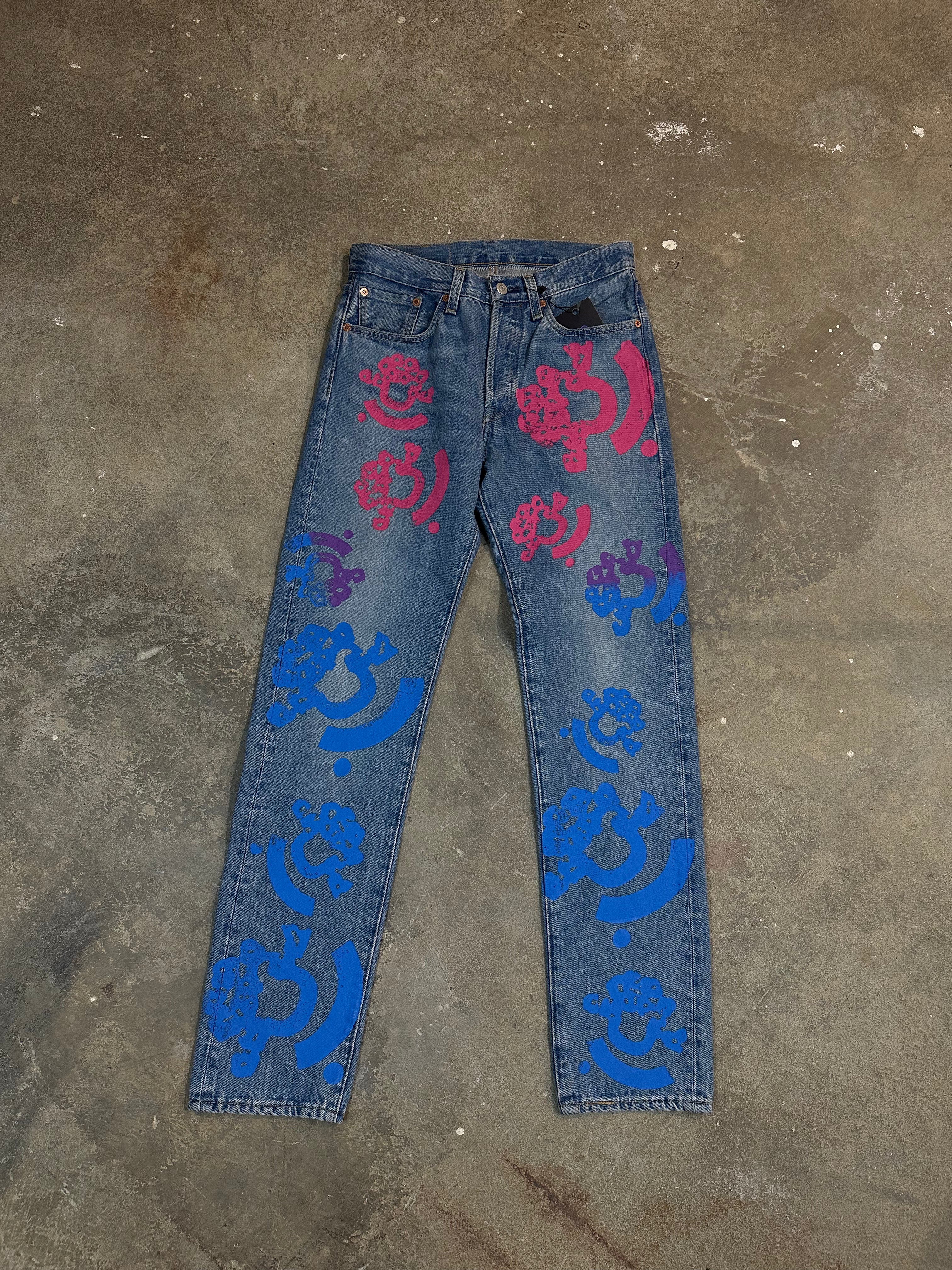 Denim Tears BSTROY Jeans Light Wash Pink Blue Used 29