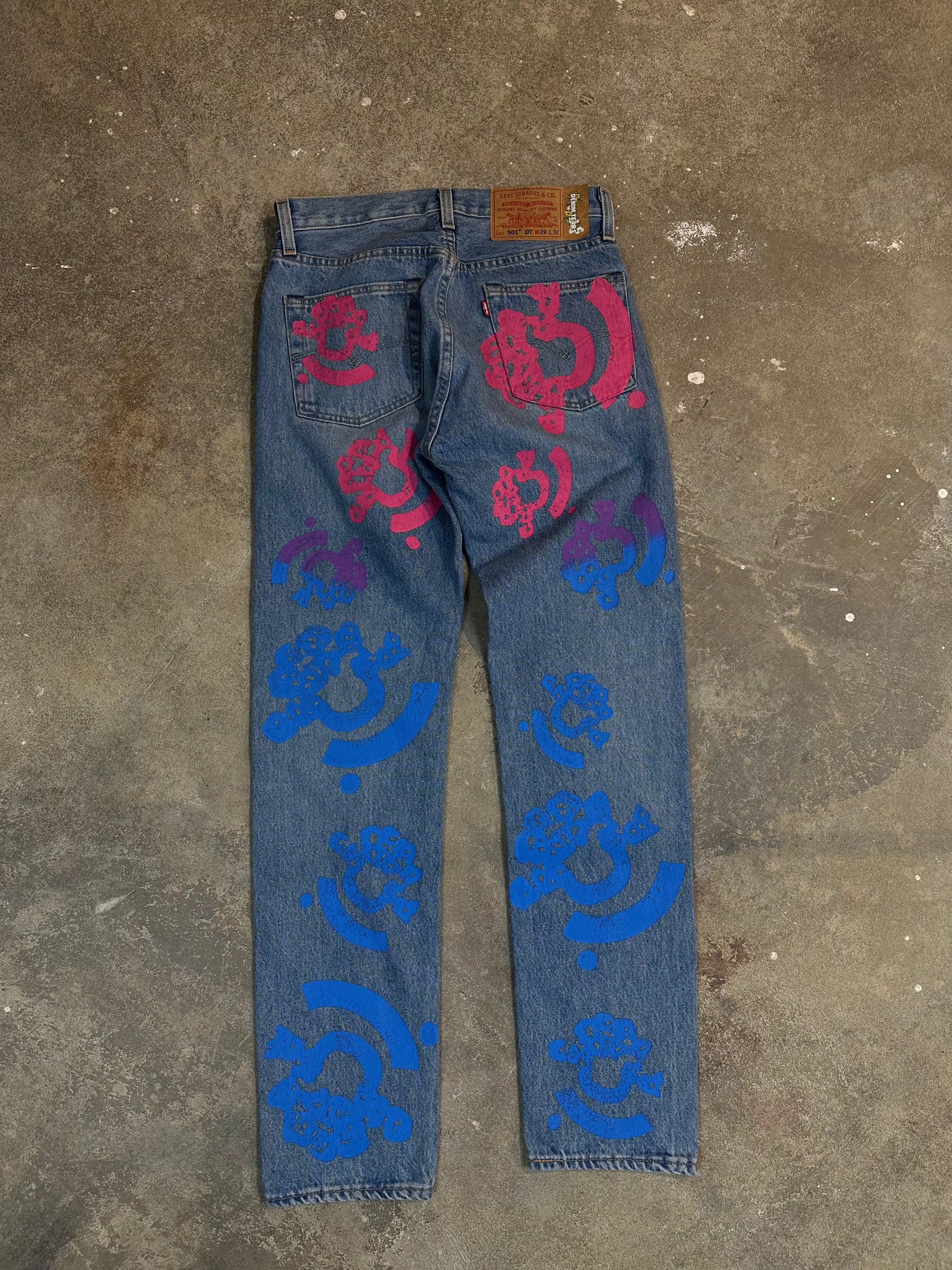 Denim Tears BSTROY Jeans Light Wash Pink Blue Used 29