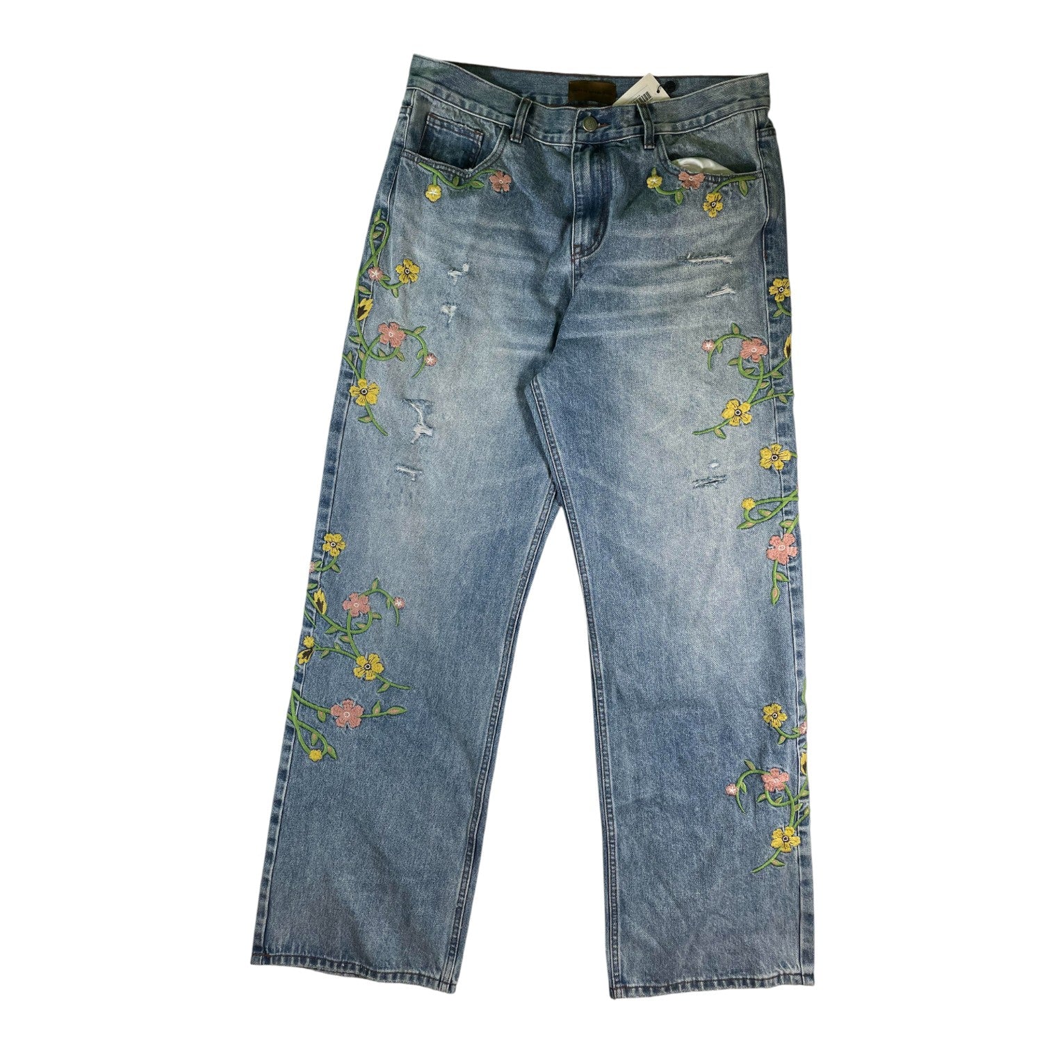 Birth Of A Royal Child 'Majestic Floral' Distressed Jeans