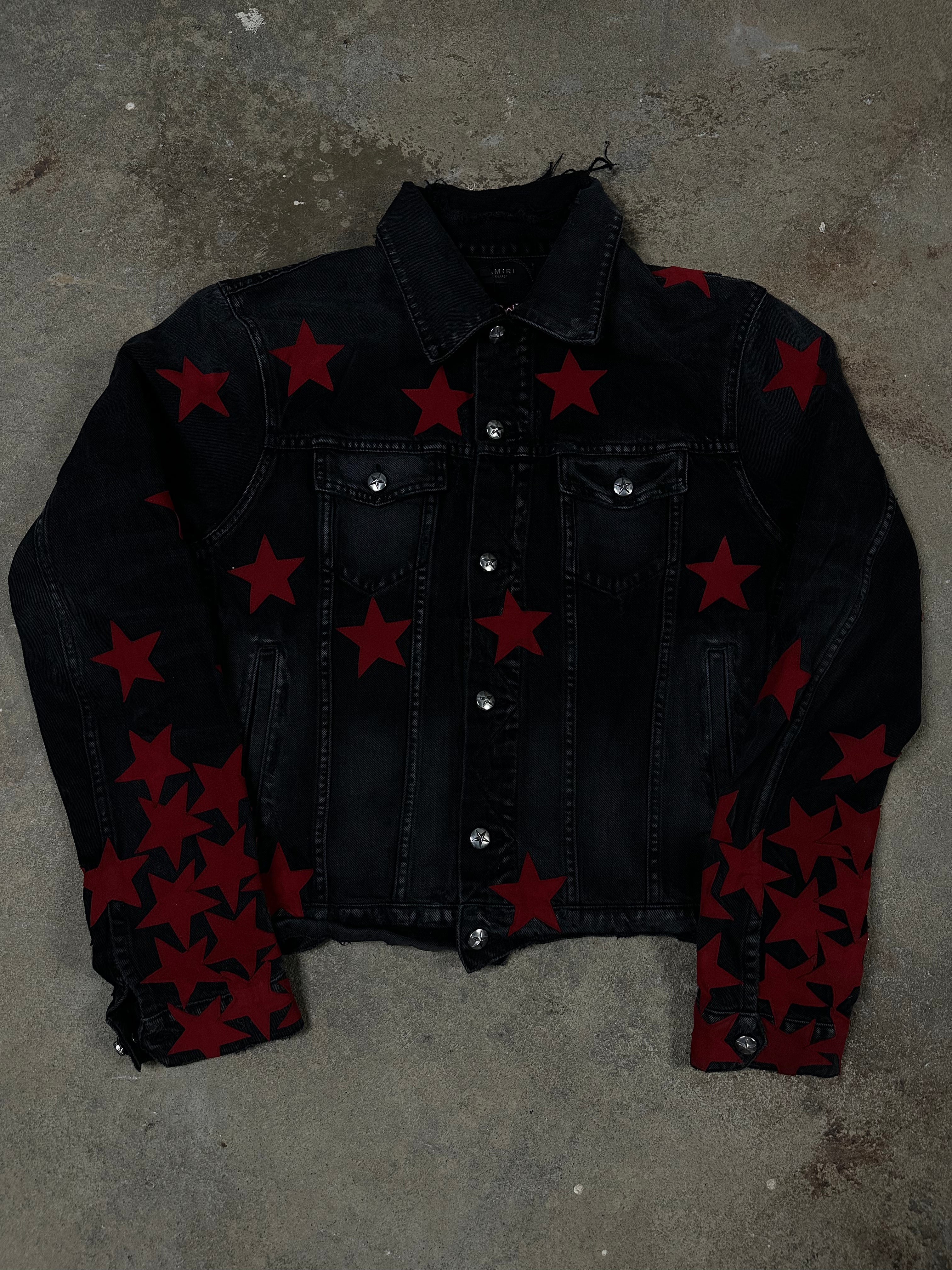 Amiri Black Red Chemist Jean Jacket Used Xlarge