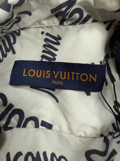 LV Button Up White All Over Used Medium