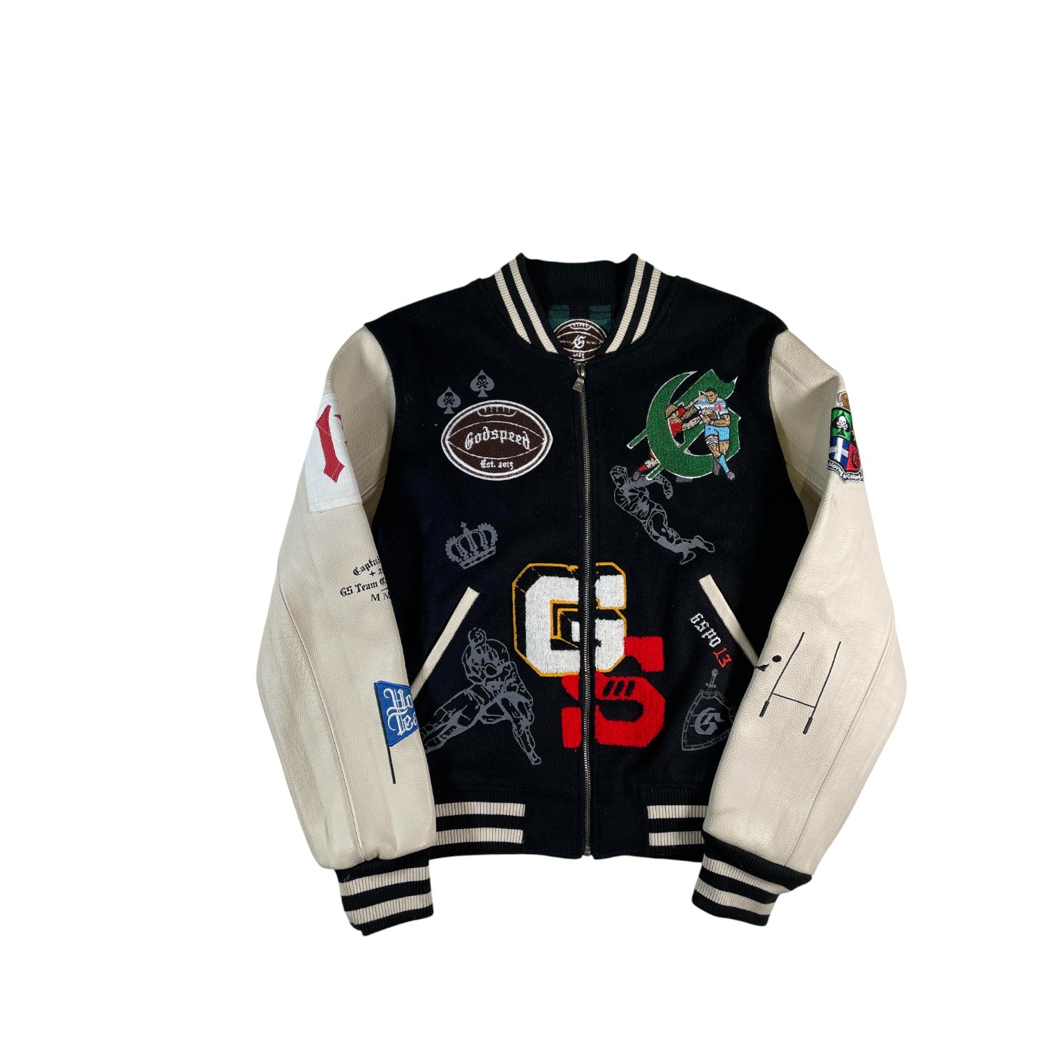 Godspeed Football Patchwork Black Varsity Jacket