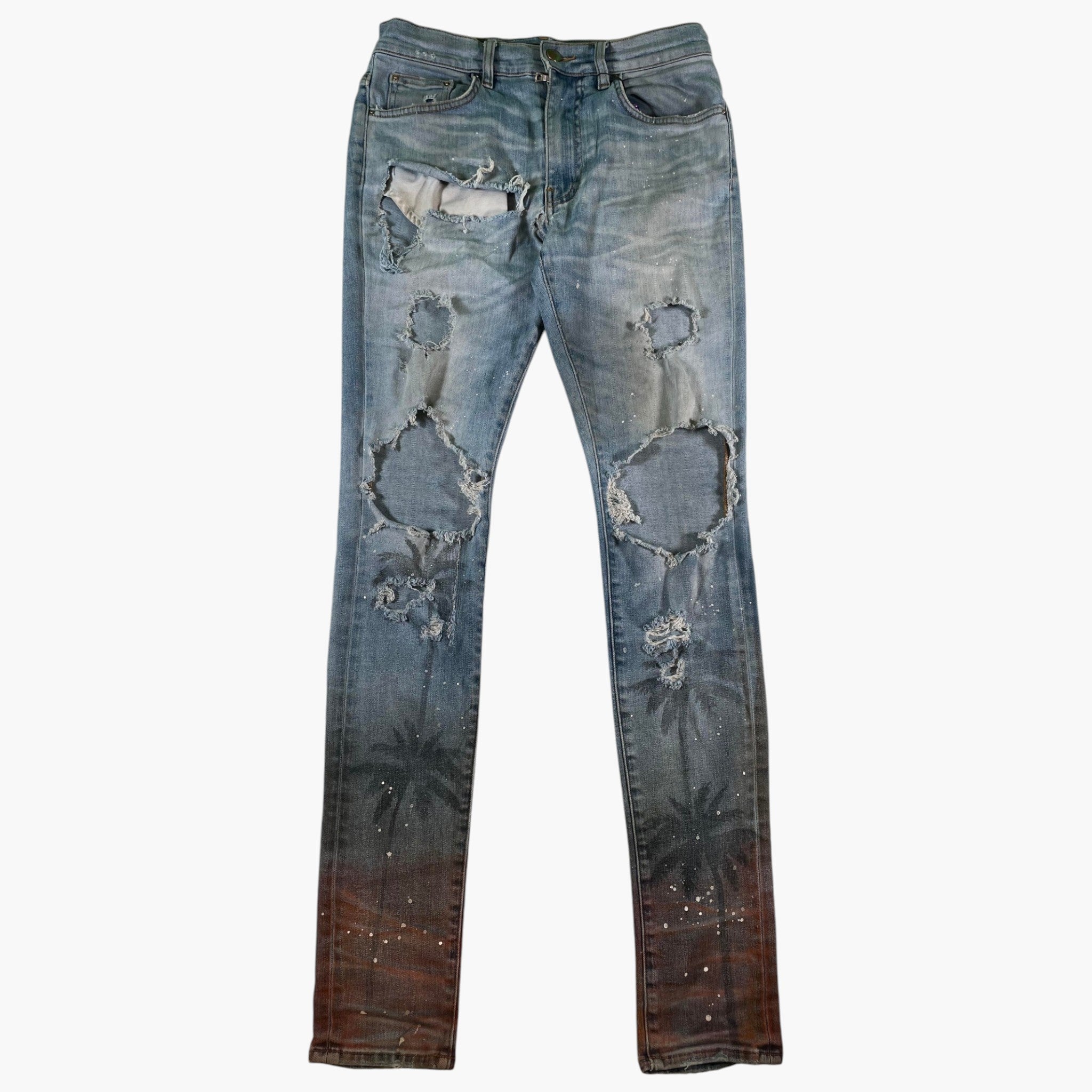 Amiri Palm Trees Light Wash Jeans