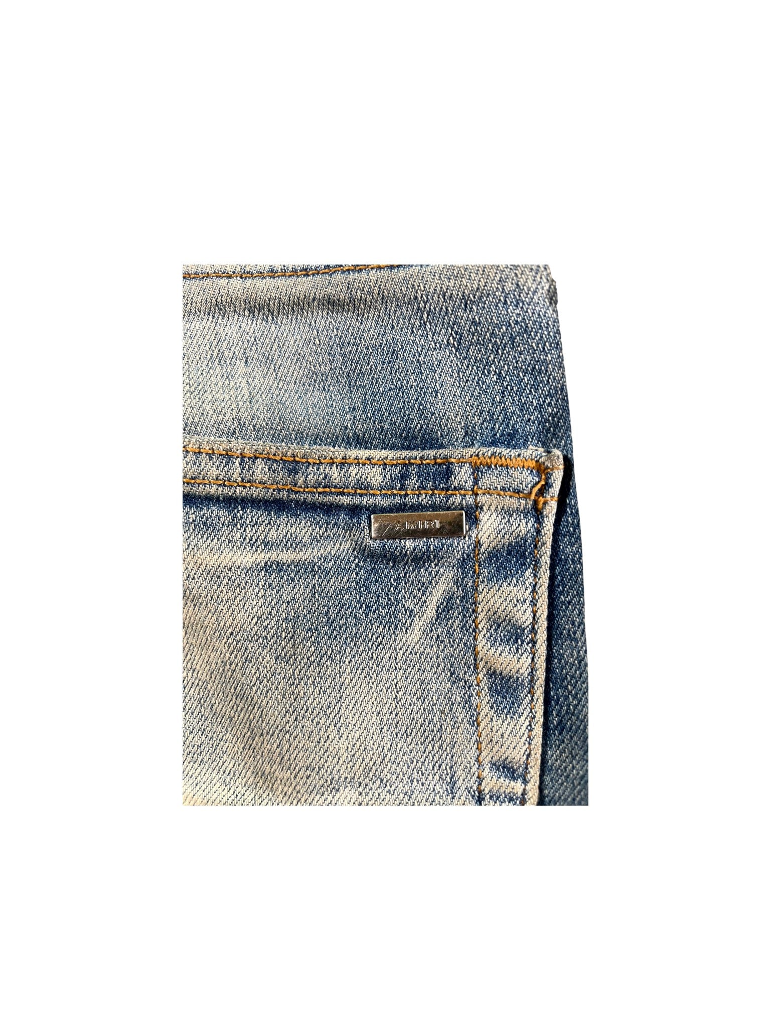 Amiri Light Wash White Stripe Jeans
