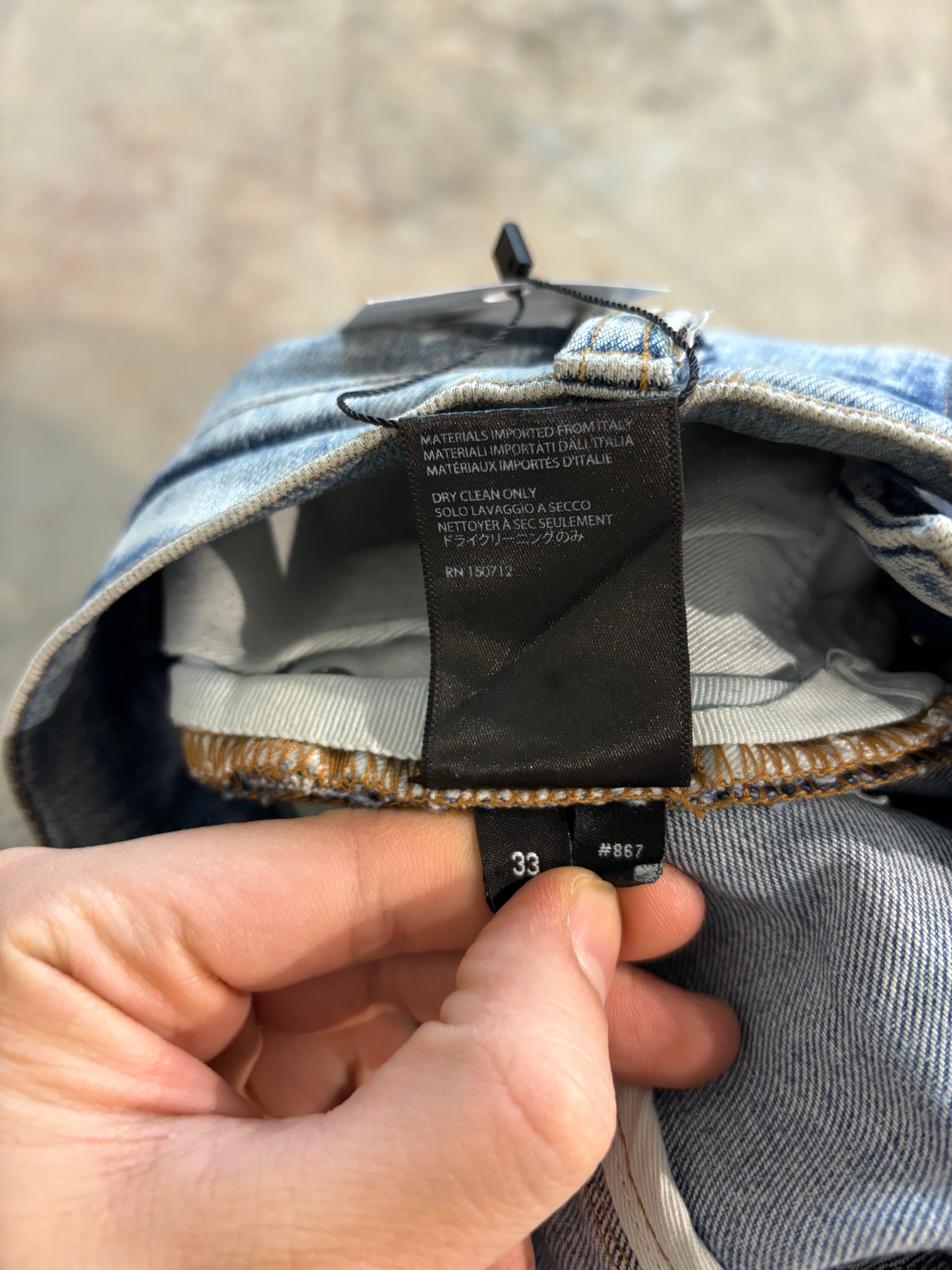 Amiri Swarovski Thrasher Patch Light Wash Jeans