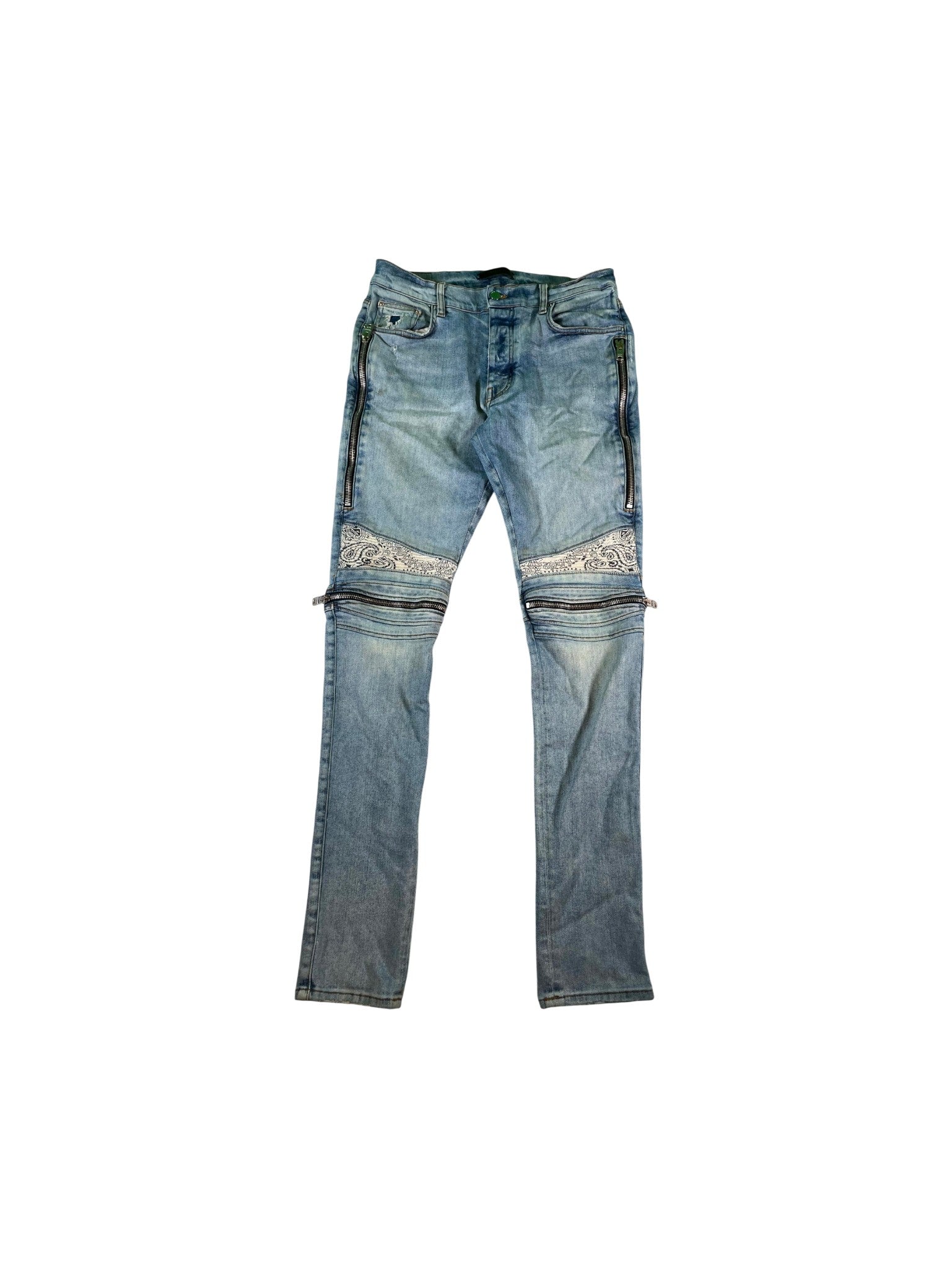 Amiri "MX2 Paisley" Vintage Wash & White Jeans