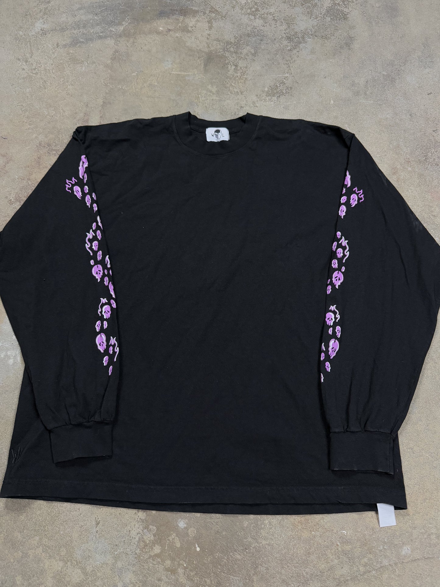 Warren Lotas LS Tee Black Purple Skulls New