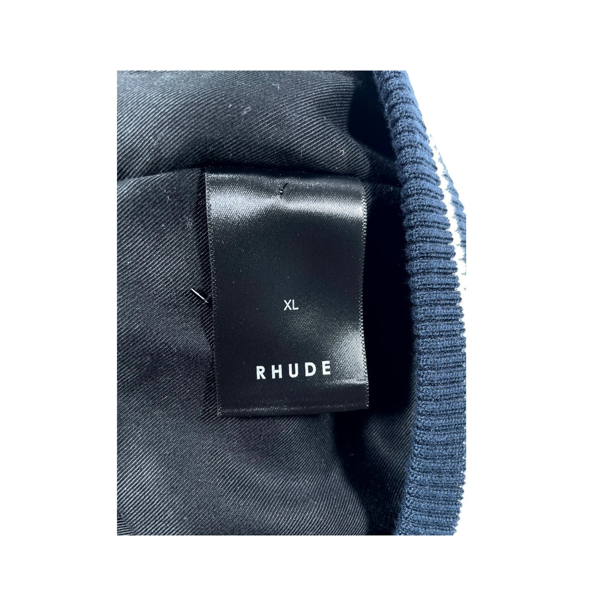 Rhude Denim Leather Varsity Blue Jacket