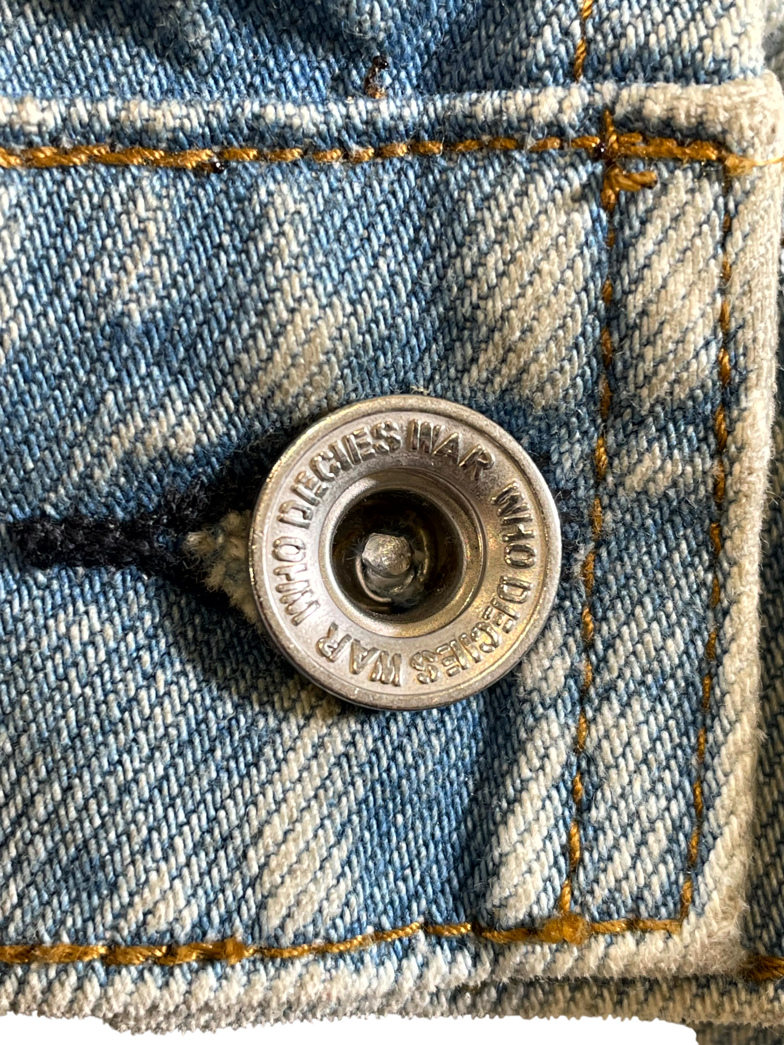Who Decides War Patched Arch Repaired Denim Blue Jacket