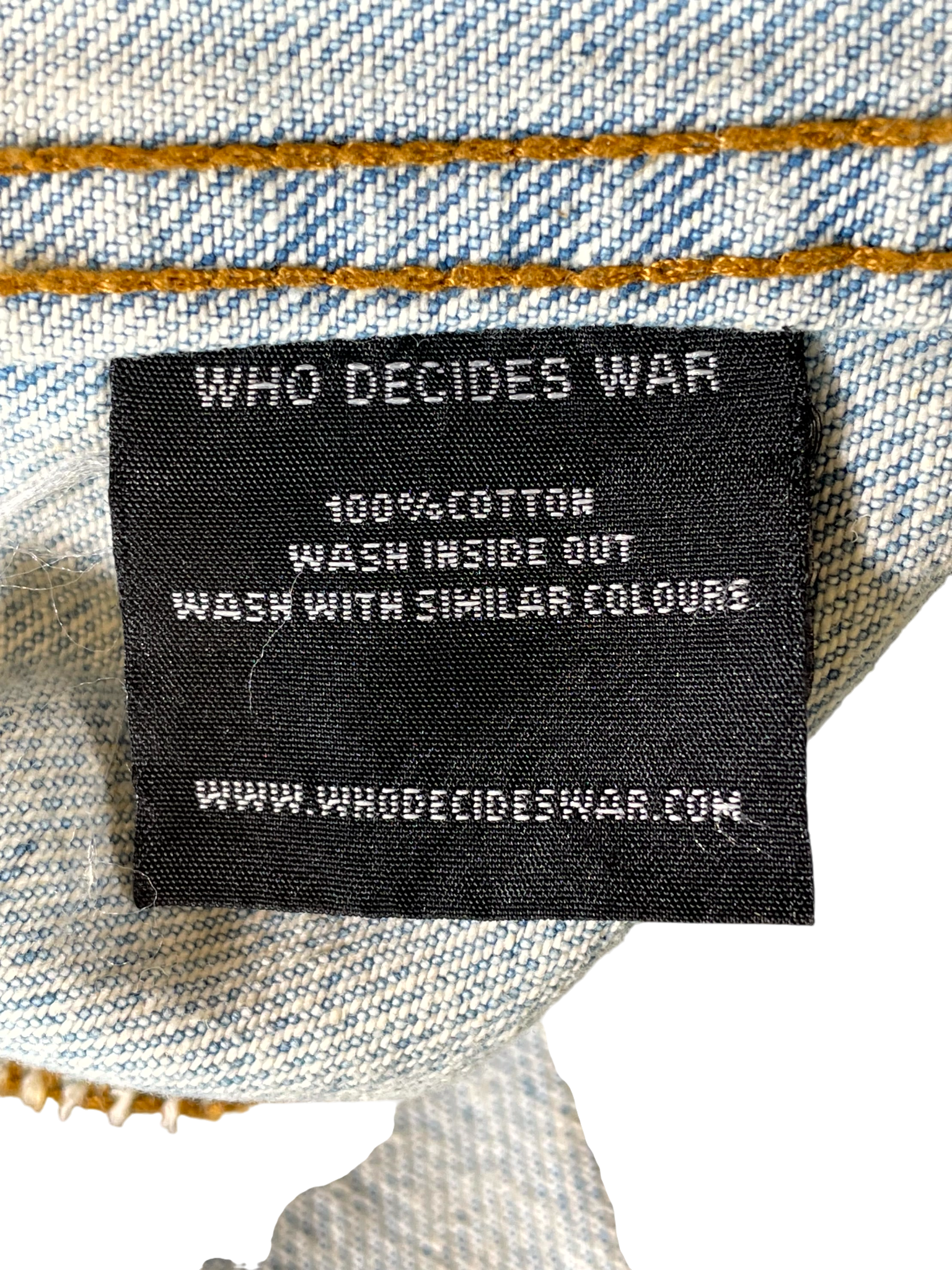 Who Decides War Patched Arch Repaired Denim Blue Jacket