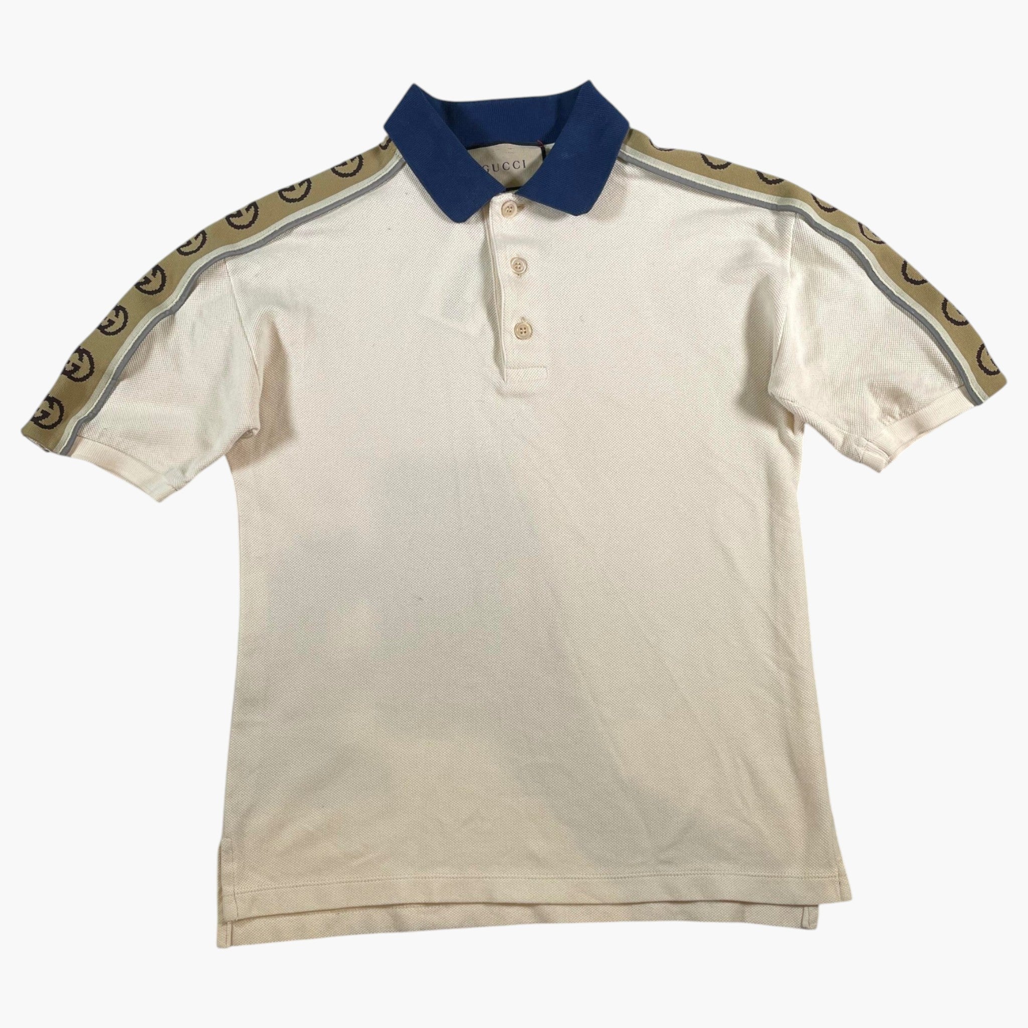 Gucci Shoulder Logo Navy & Cream Polo