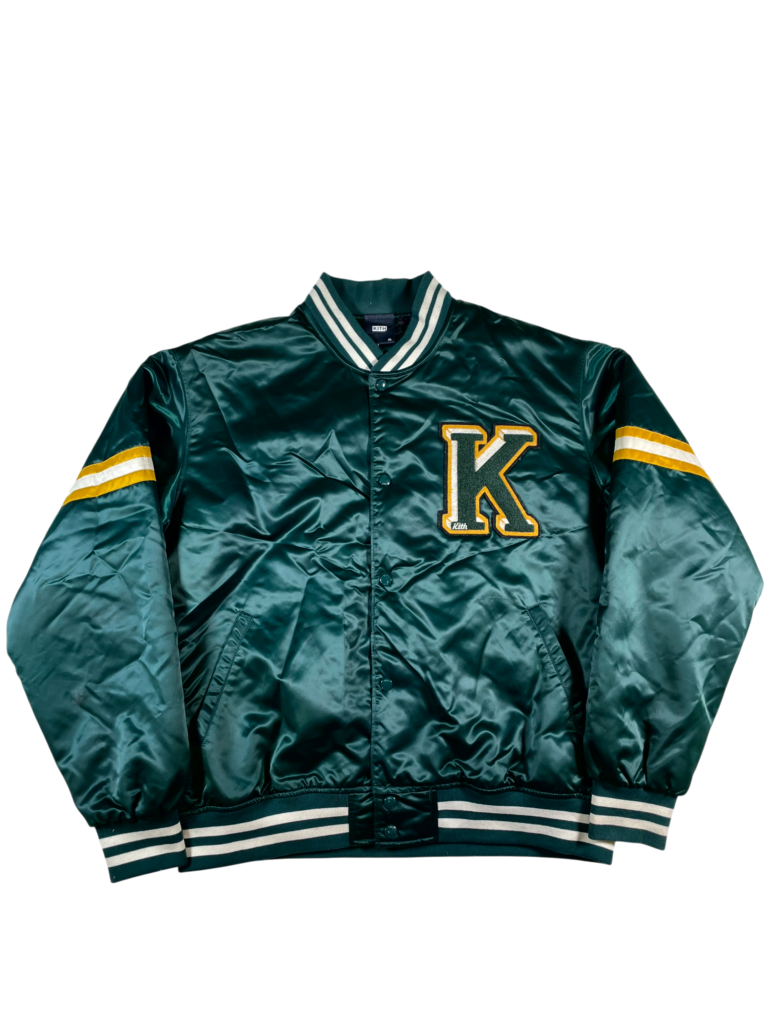 Kith Satin Varsity Green & Yellow Jacket