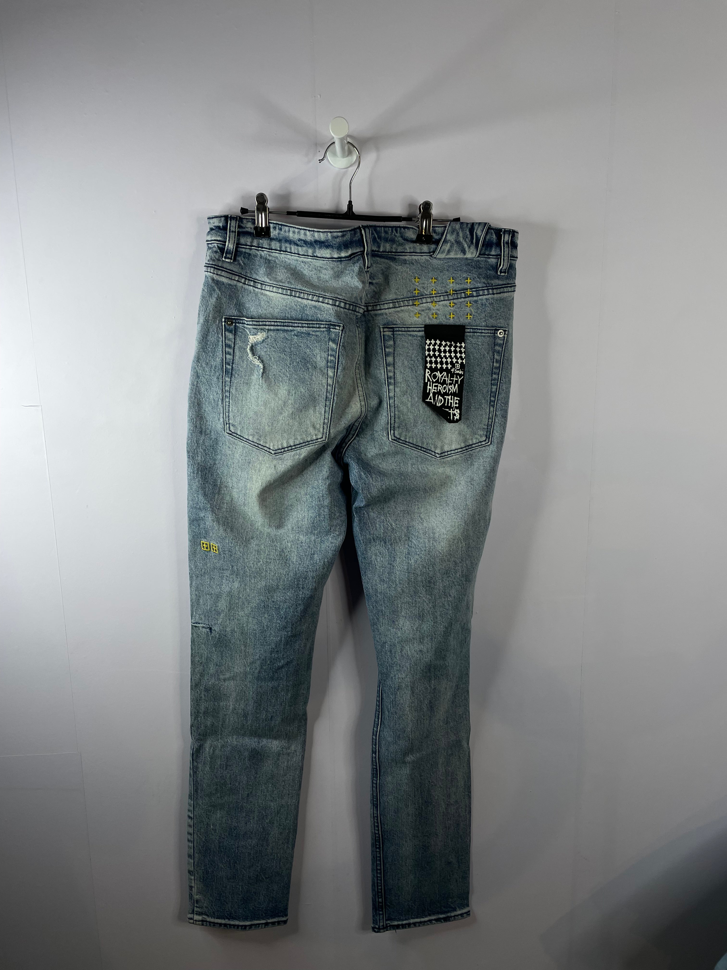 Ksubi Light Wash Blue Yellow Jeans