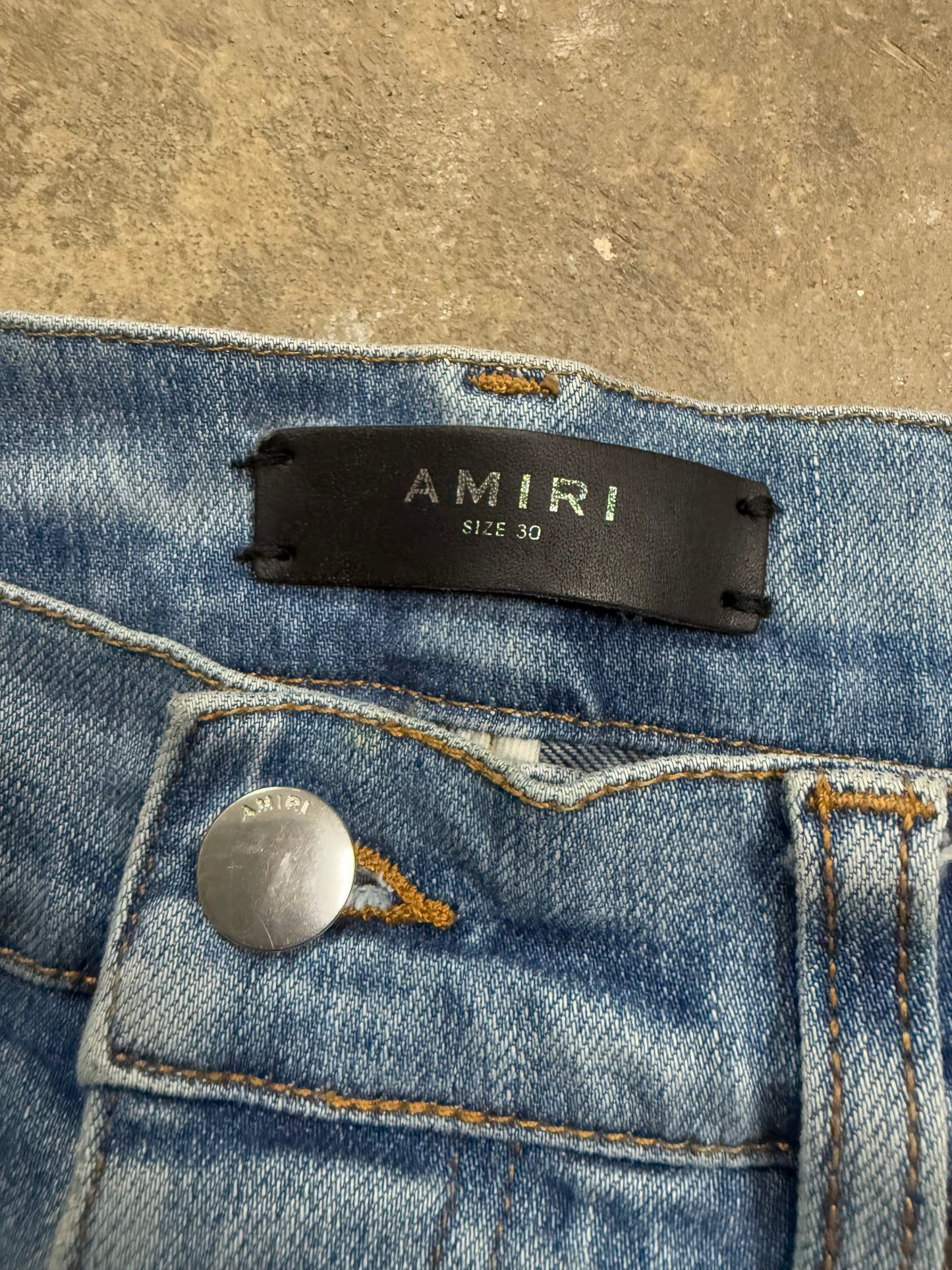 Amiri Jeans Light Wash Old English Used 30