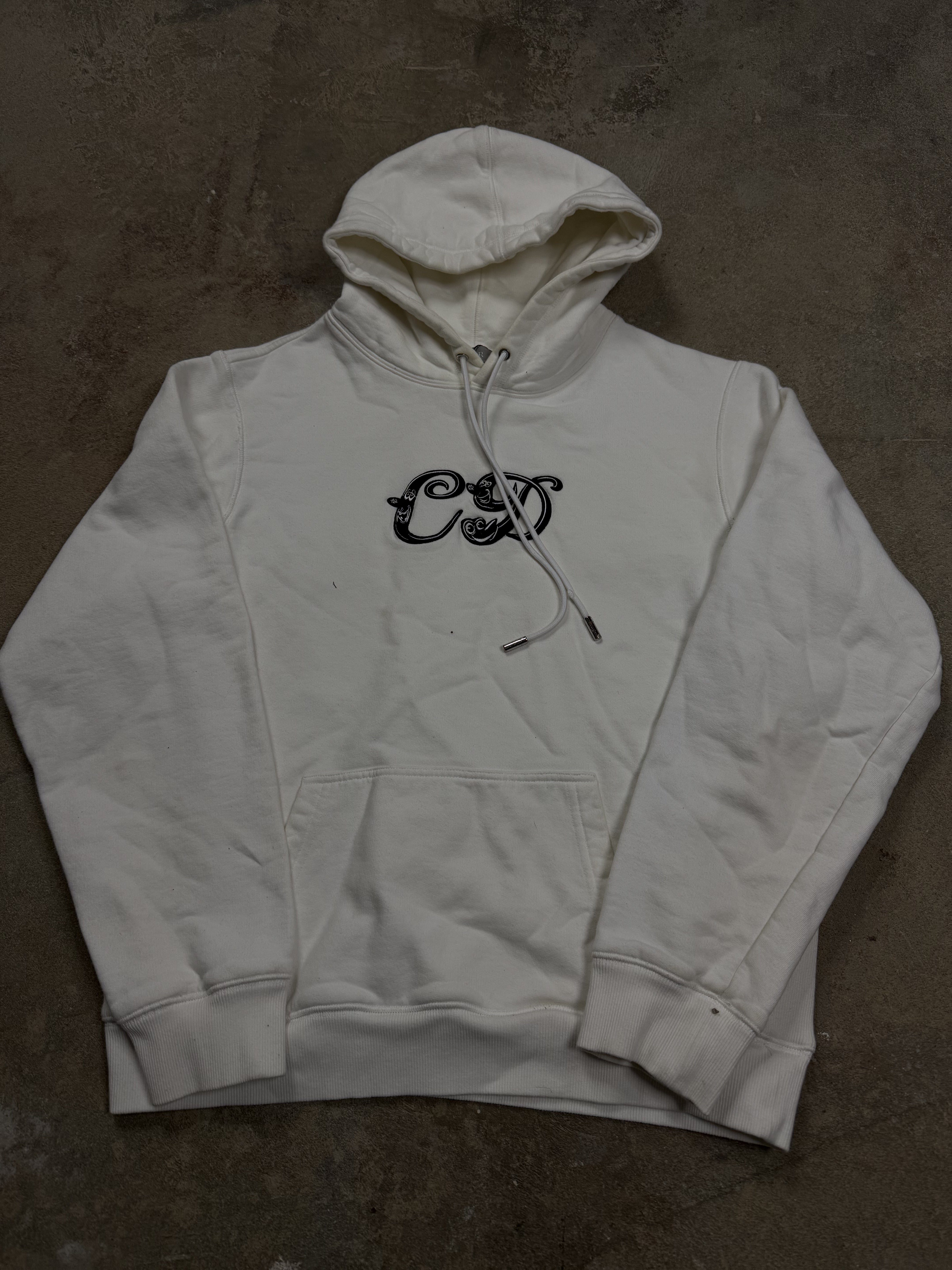 Dior Script CD Logo Hoodie White Black Used Medium