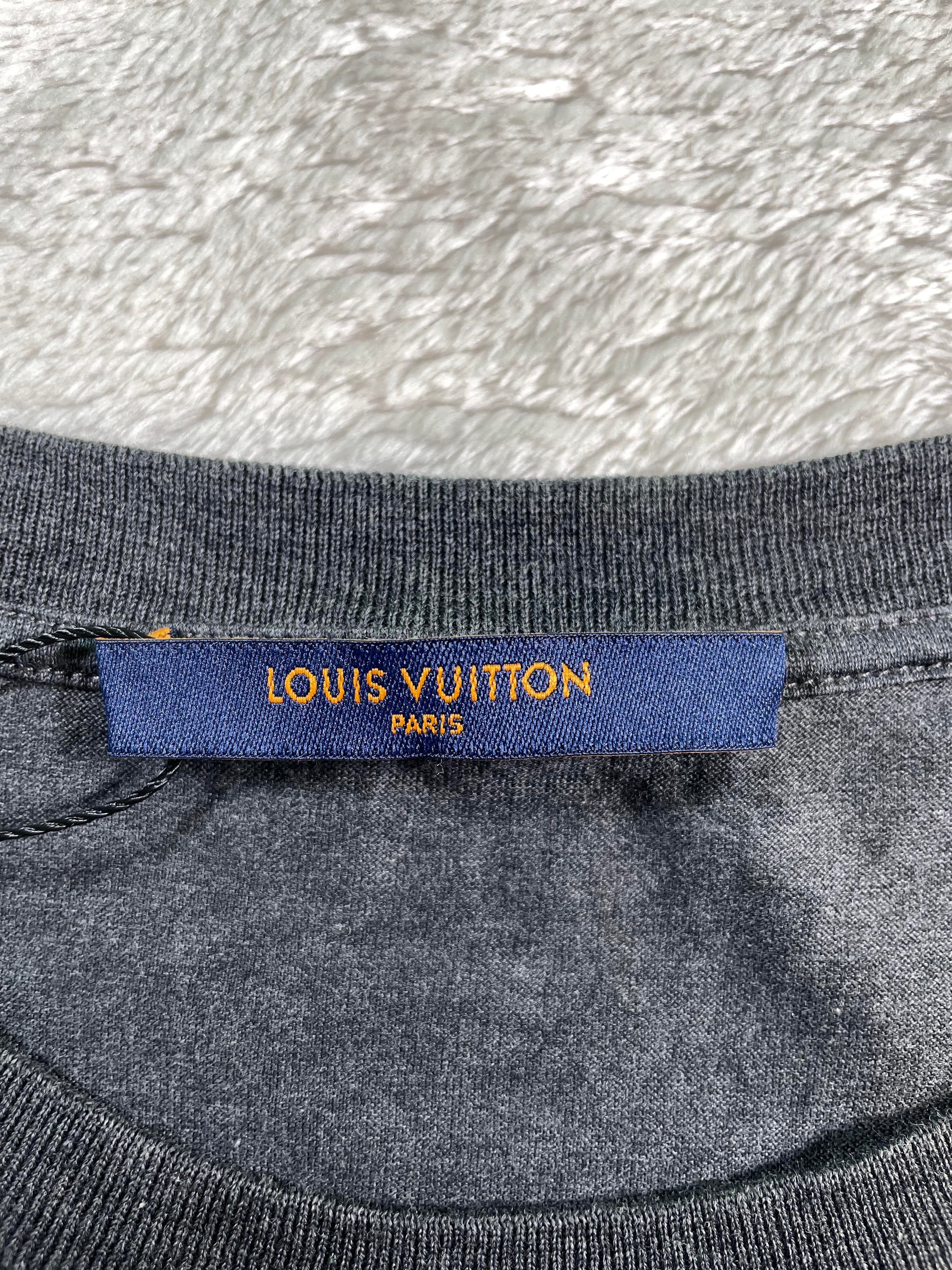 Louis Vuitton Tonal Embroidered Logo Grey Tee