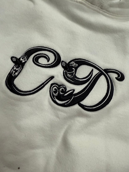 Dior Script CD Logo Hoodie White Black Used Medium