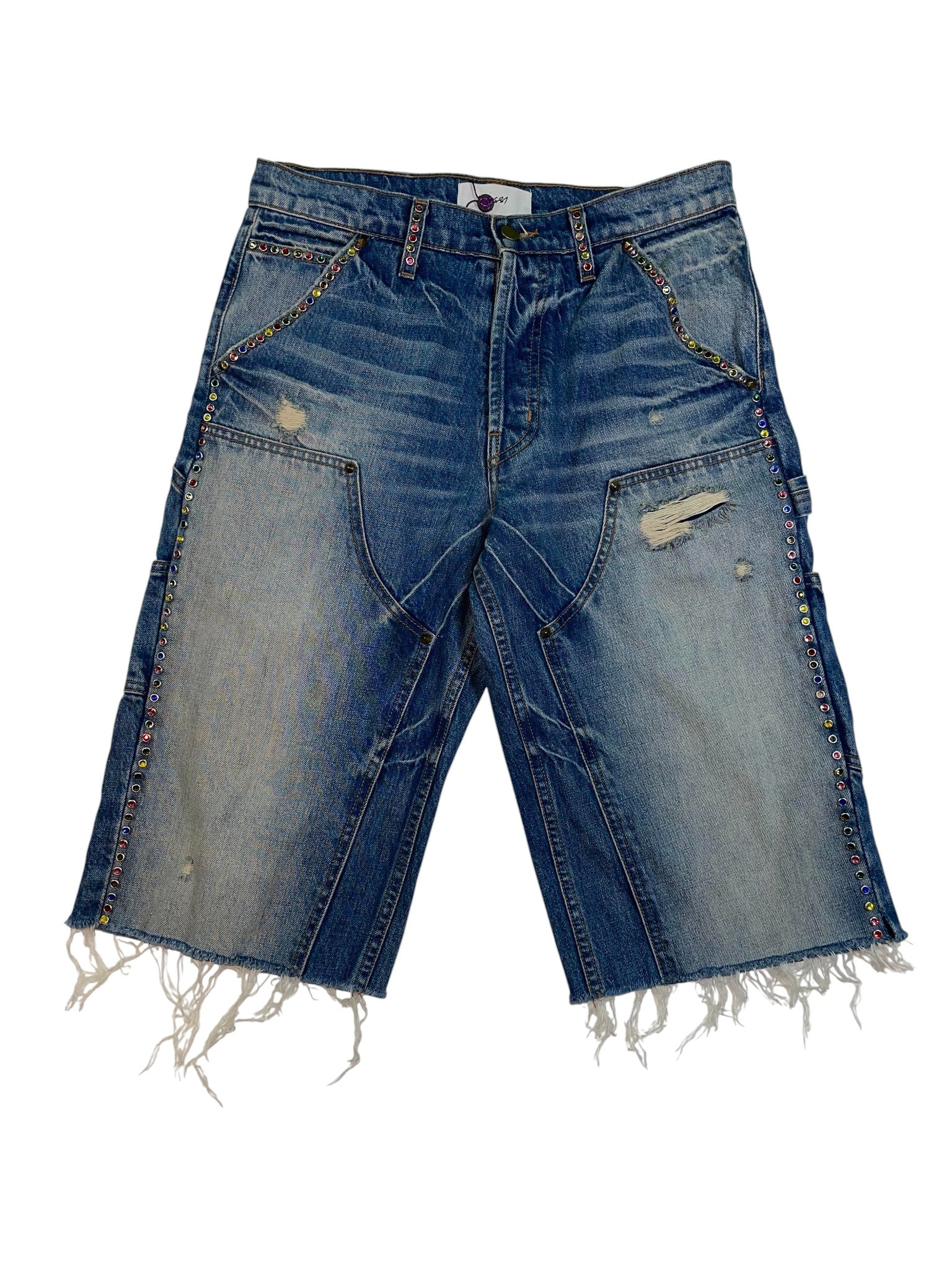 Bossi Studded Double Knee Denim Shorts