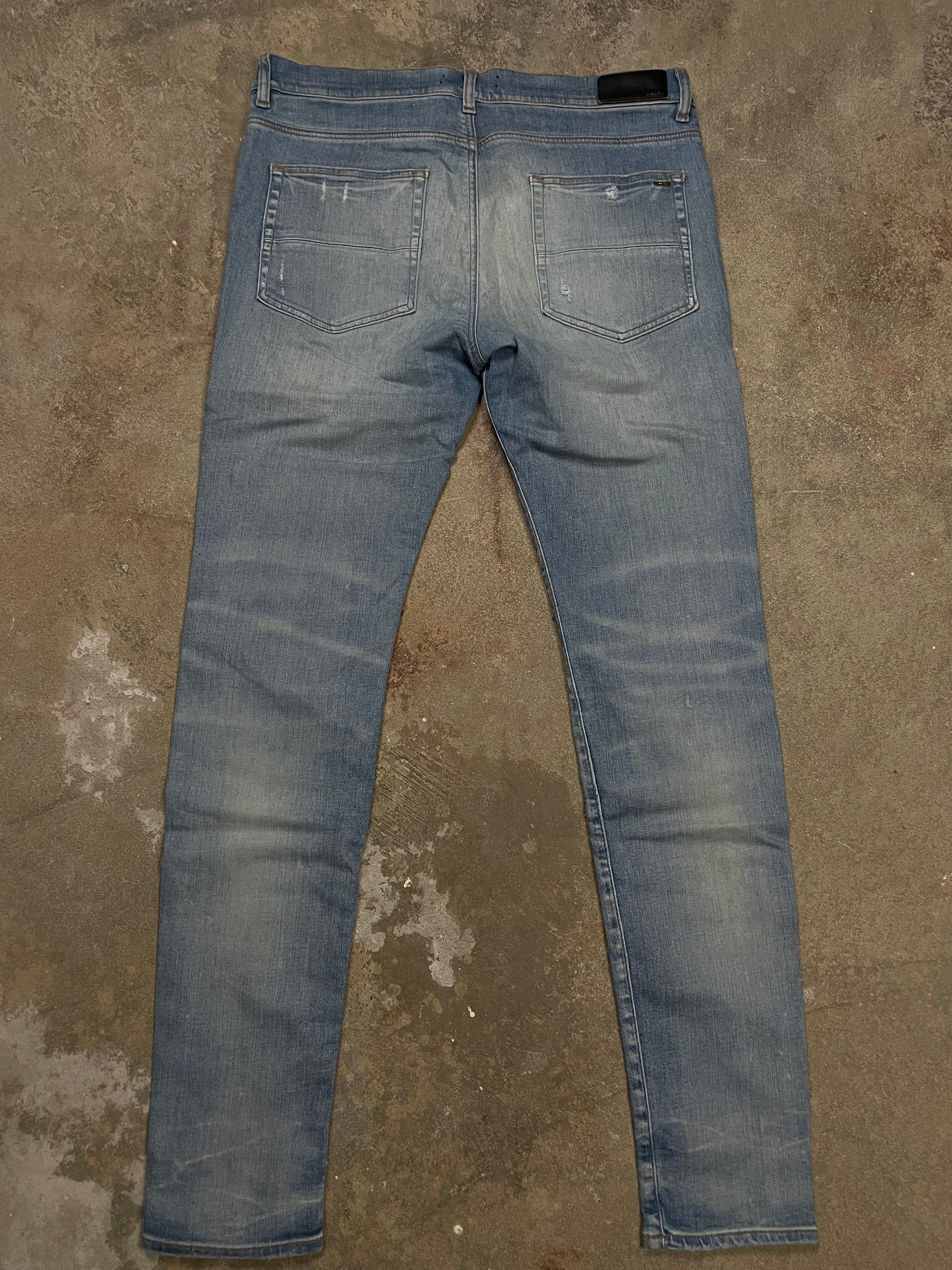 Amiri "MX1" Plaid Maroon Light Wash, Blue & Jeans