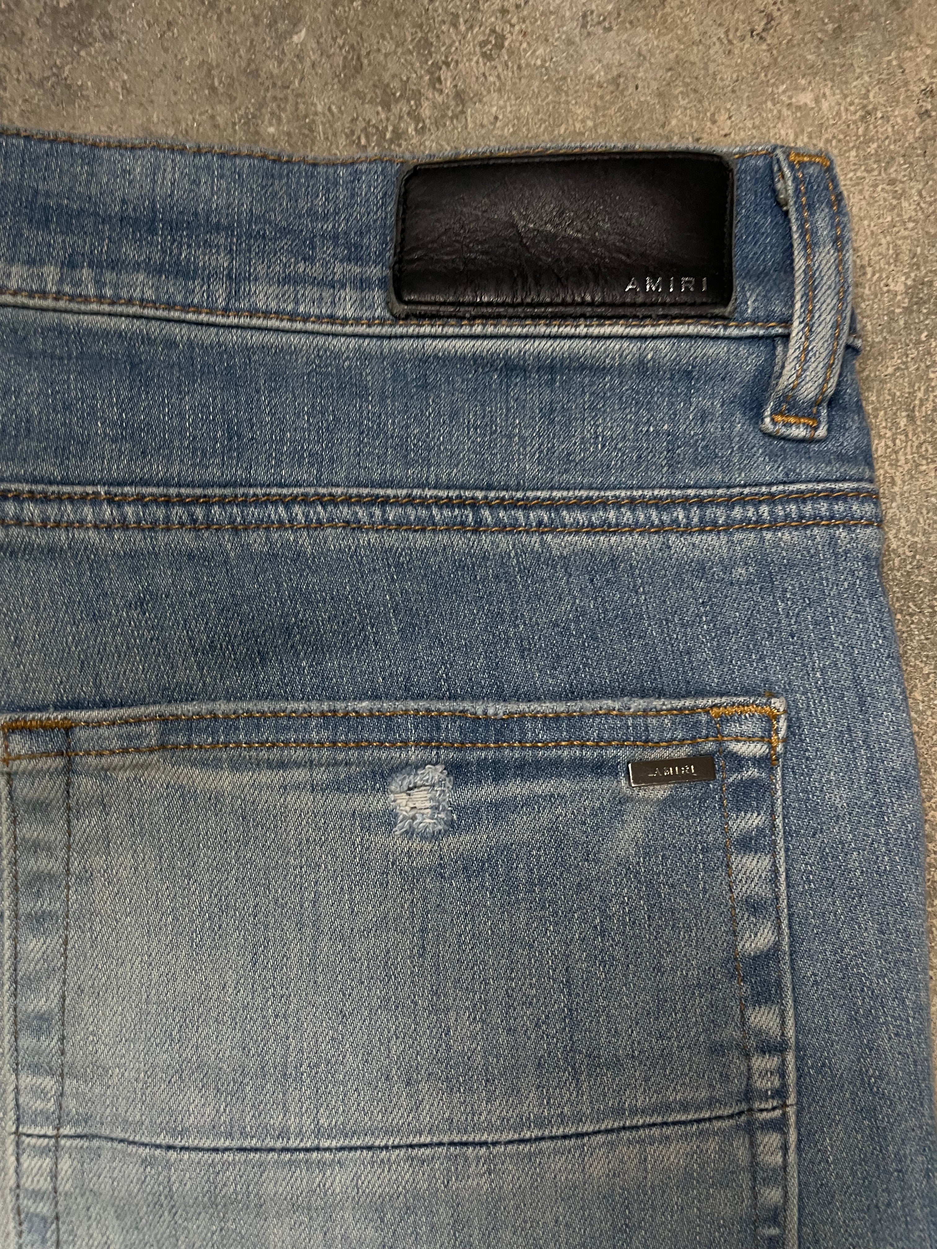 Amiri "MX1" Plaid Maroon Light Wash, Blue & Jeans
