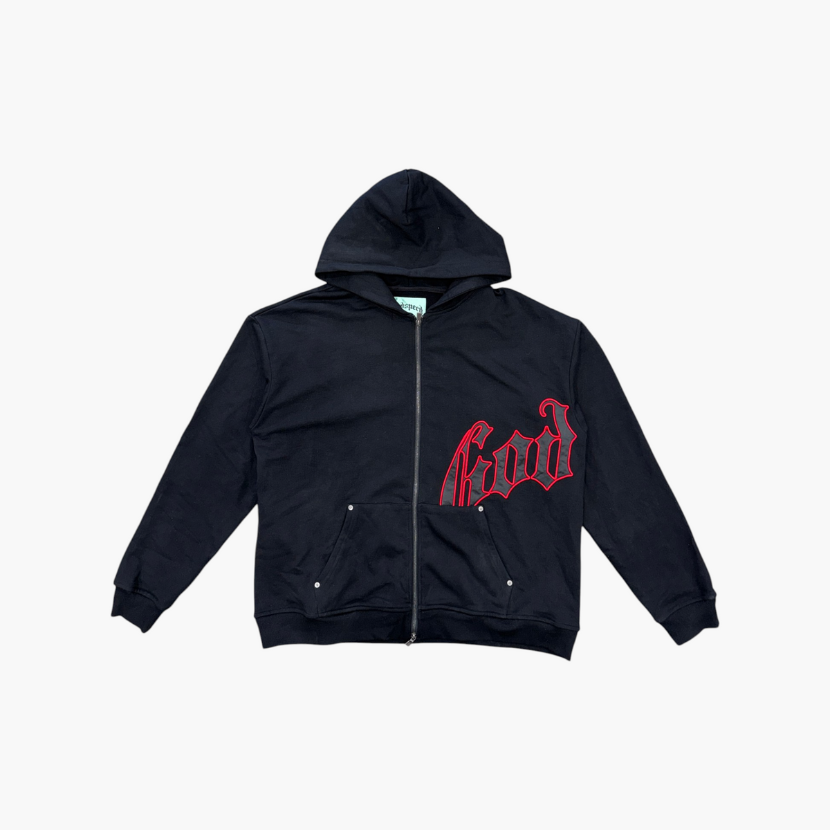 Godspeed Red Outline Black Zip Up