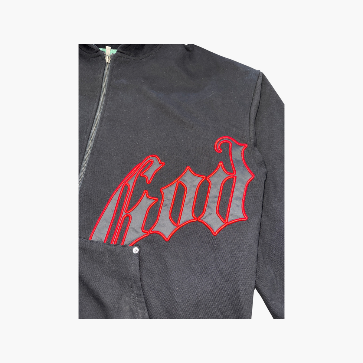 Godspeed Red Outline Black Zip Up