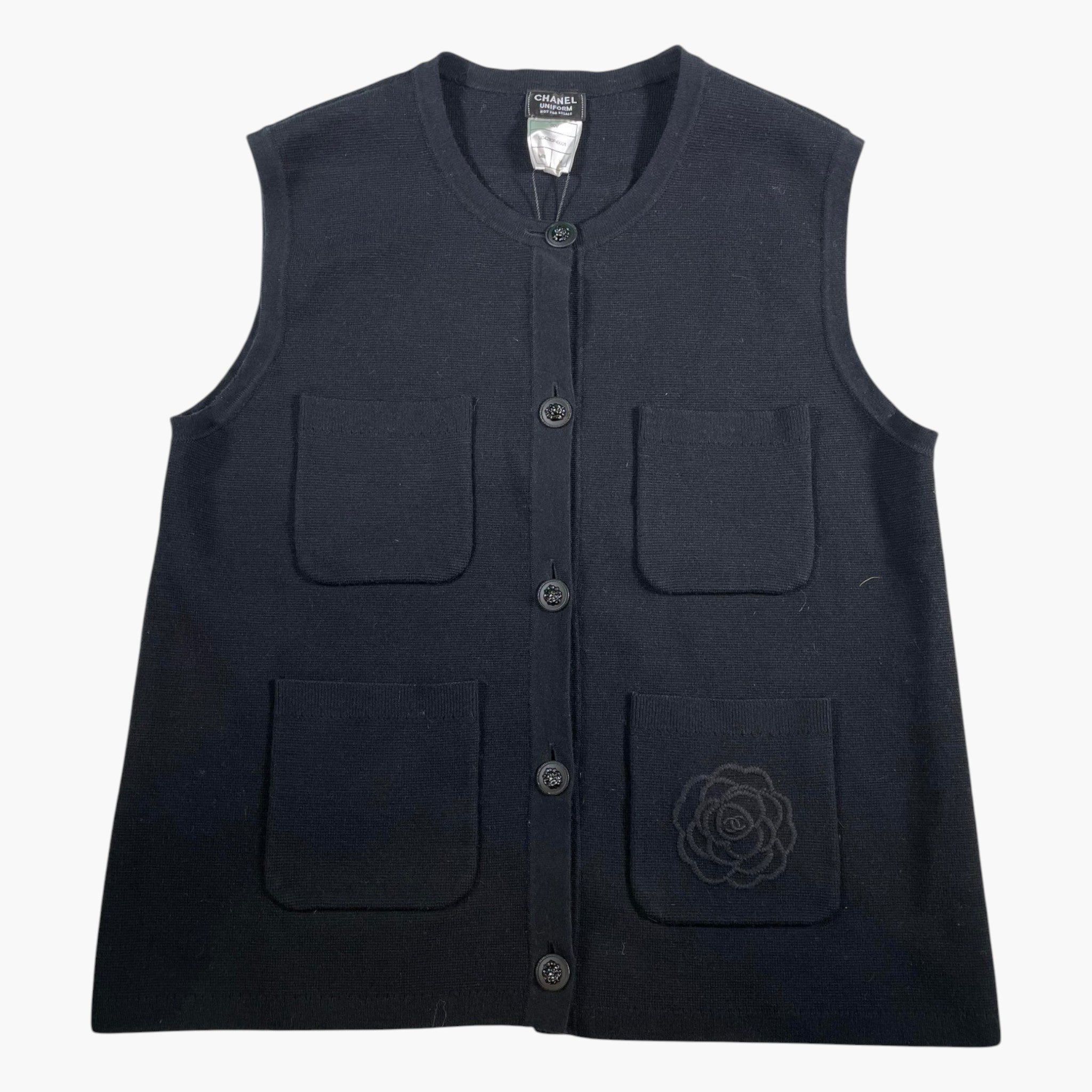 Chanel Uniform Button Up Black Cardigan